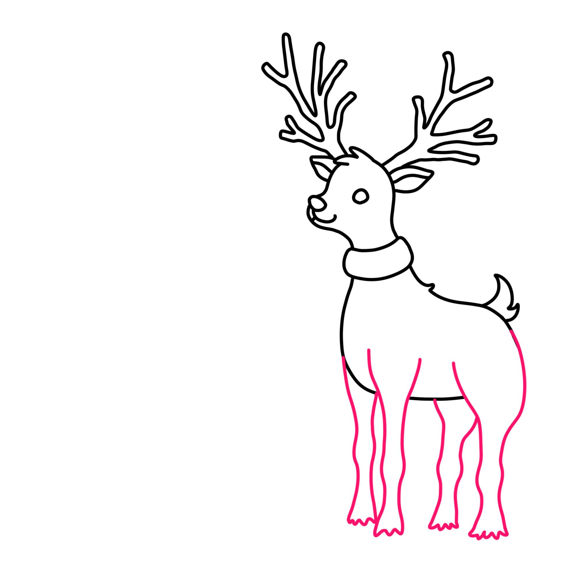 Santa Claus Drawing with Reindeer - Step-9