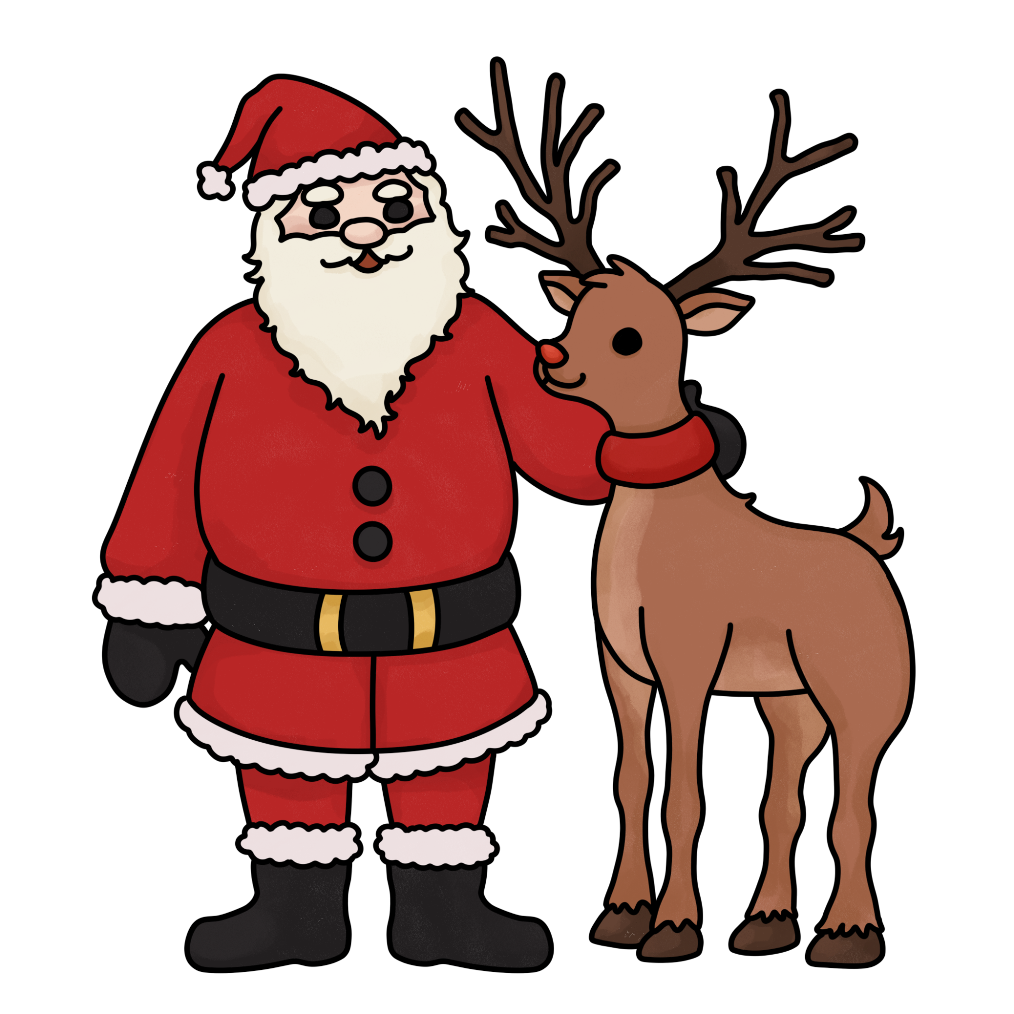 Santa Claus Drawing with Reindeer