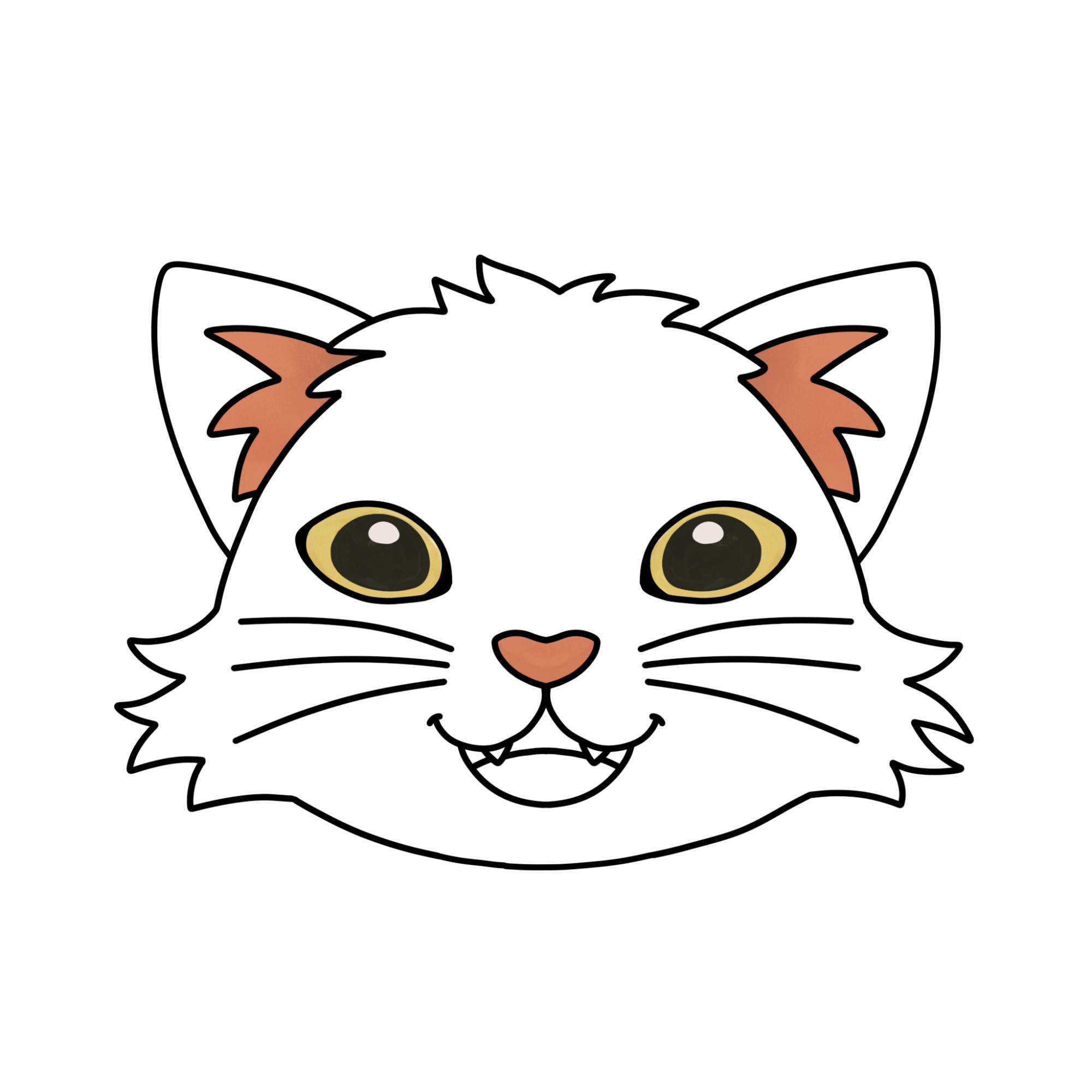 Easy Cat Face Drawing - Step-10