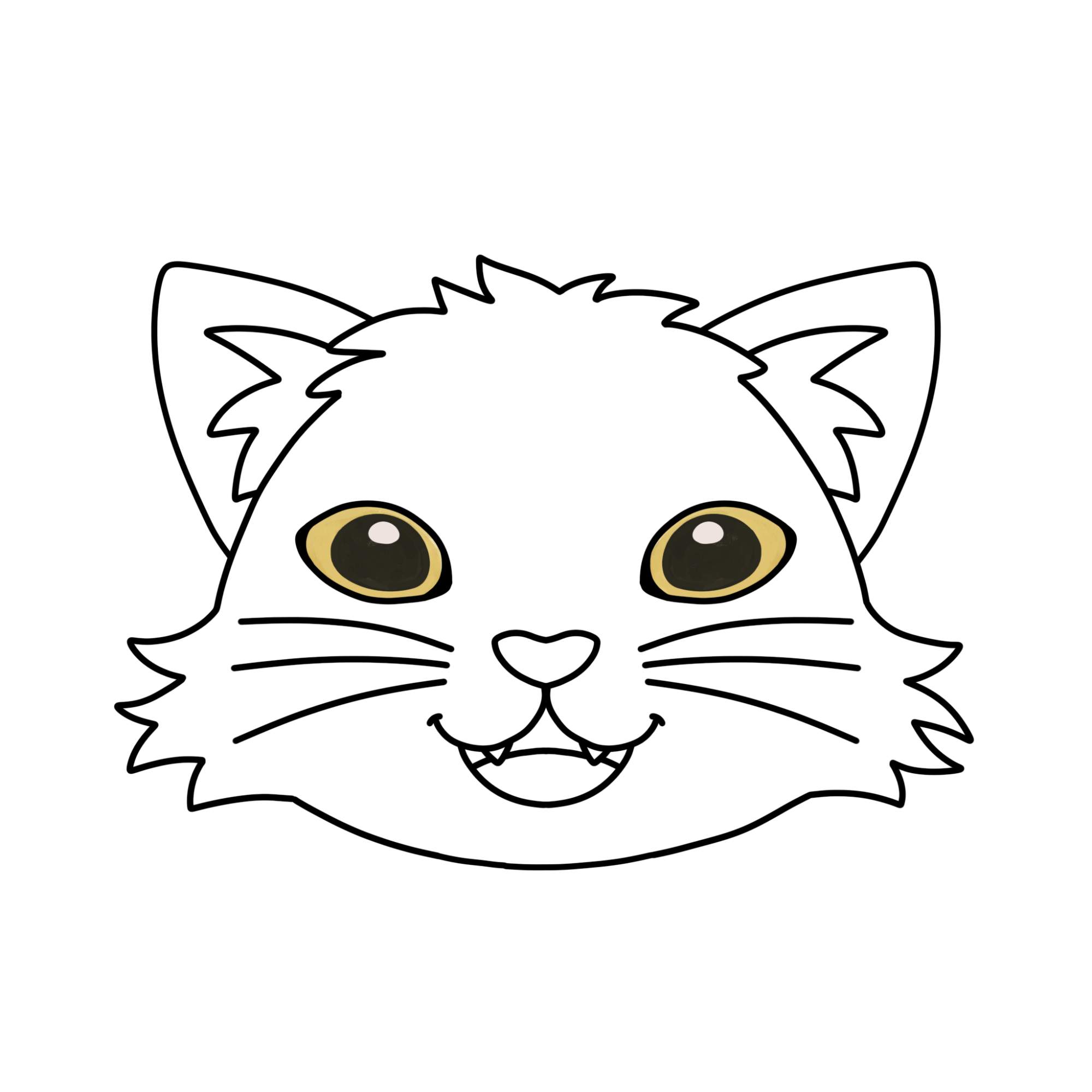 Easy Cat Face Drawing - Step-9