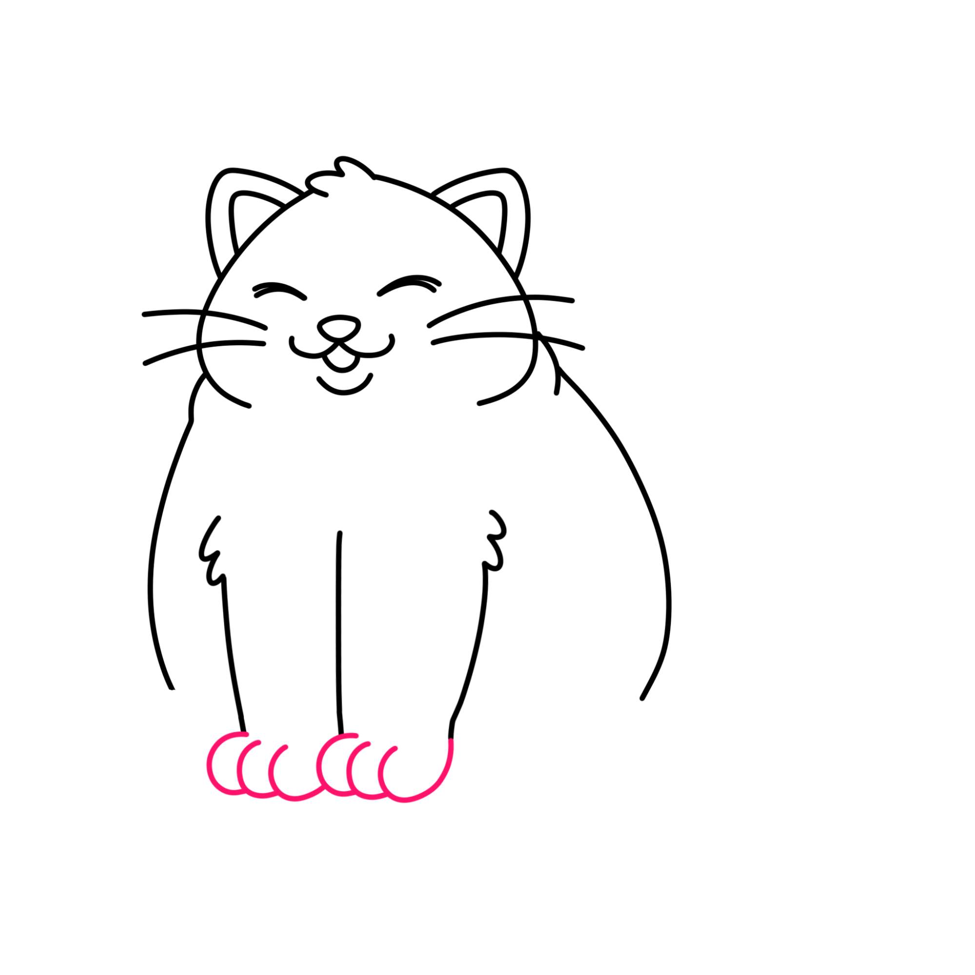 Fat Cat Drawing - Step-11