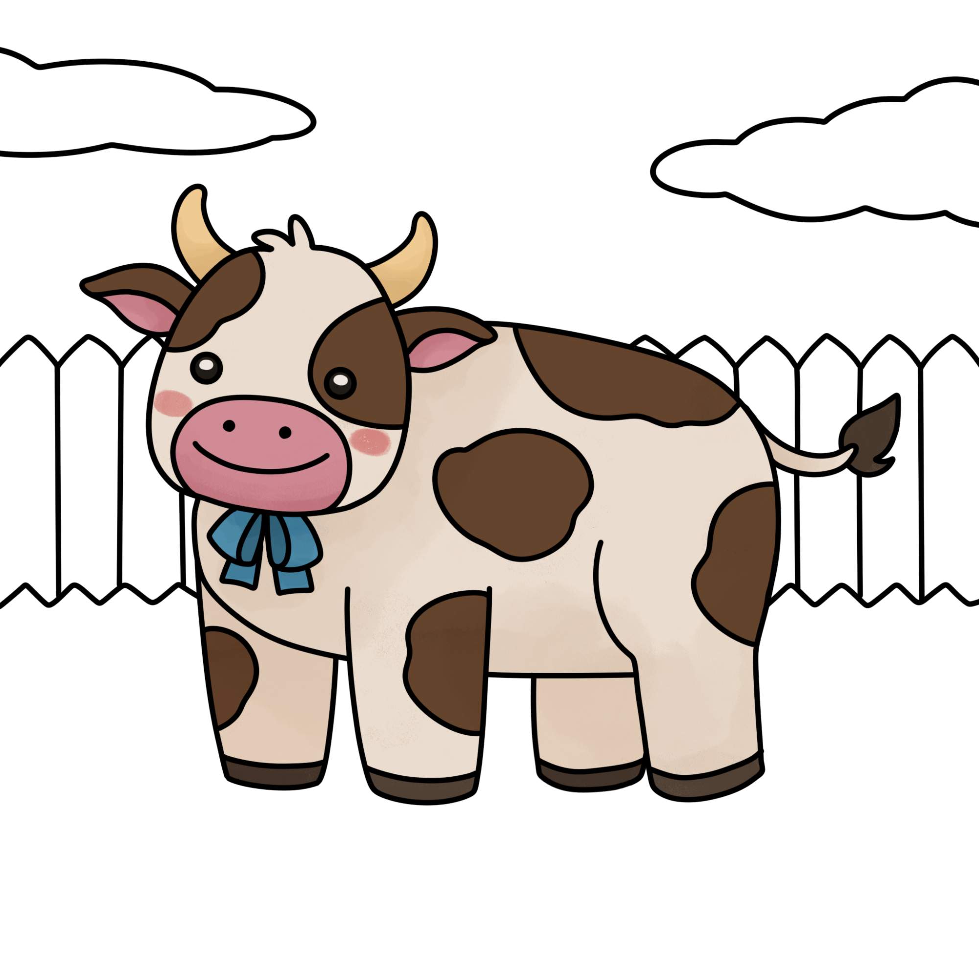 How to Draw a Cute Cow - Step-17