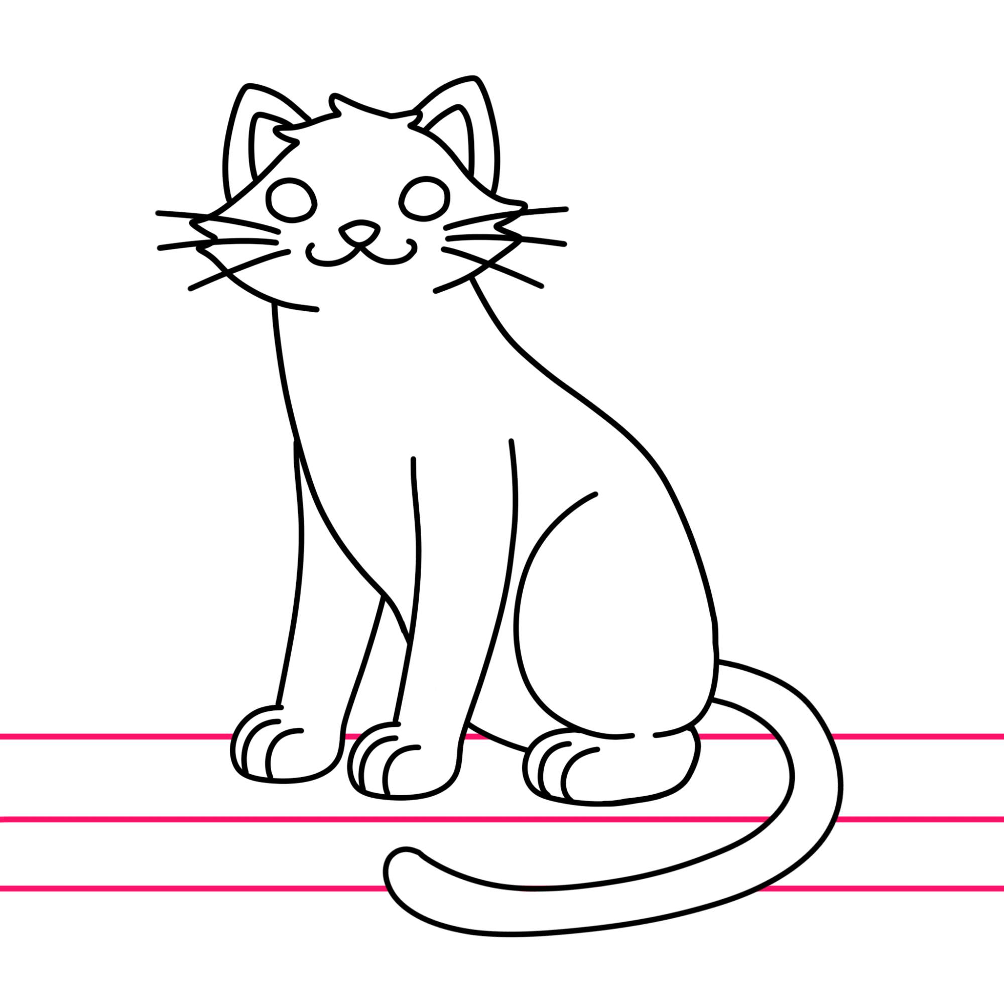 Sitting Cat Drawing - Step-11