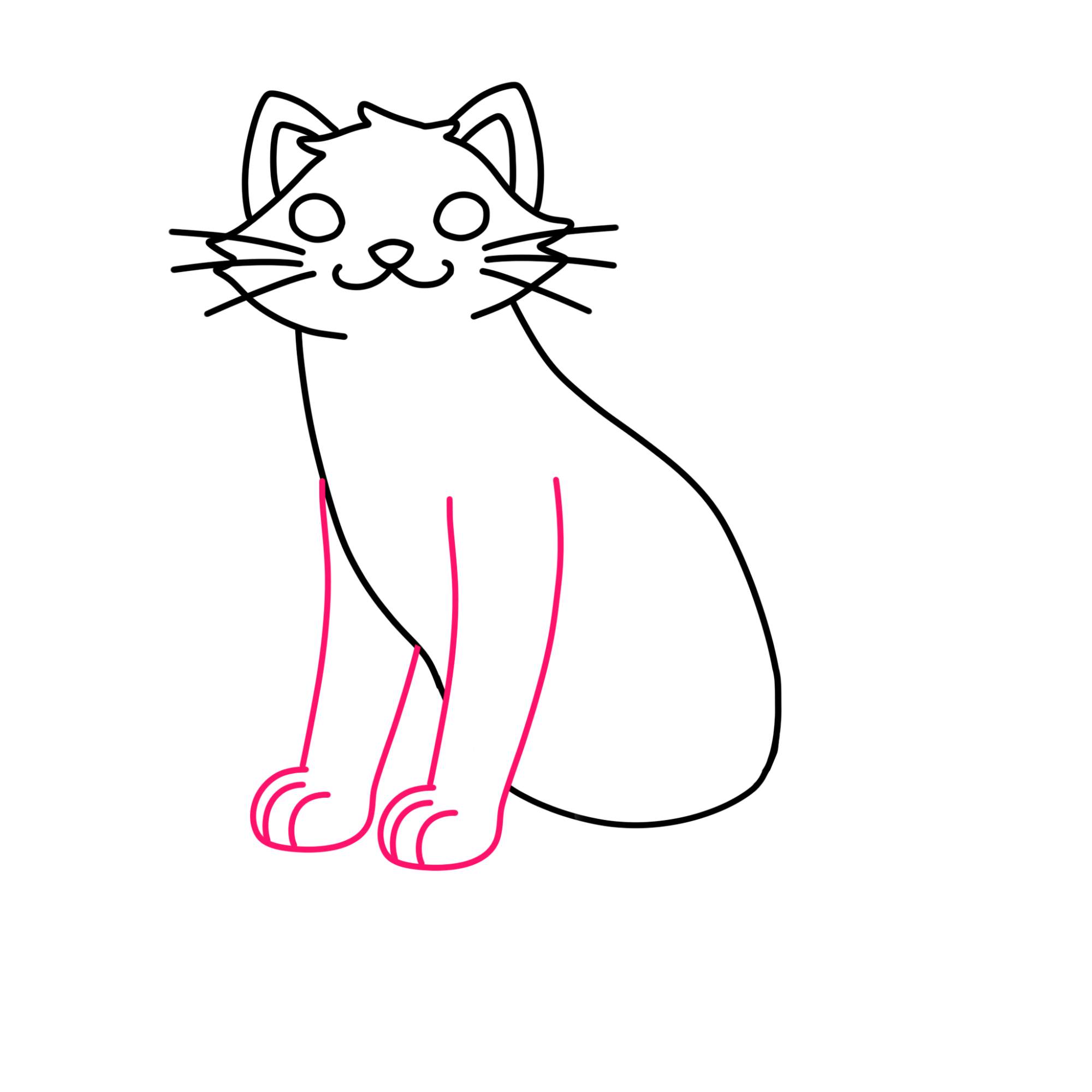 Sitting Cat Drawing - Step-8