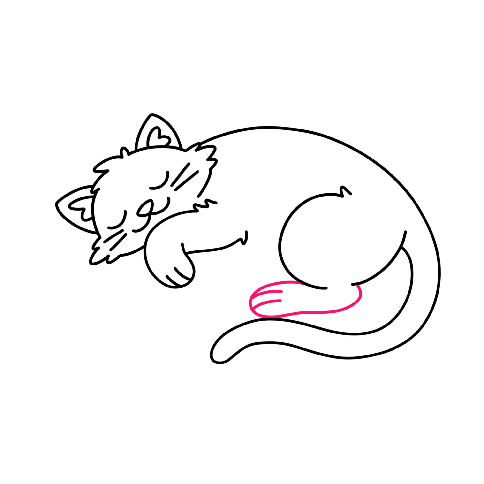 Sleeping Cat Drawing - Step-11