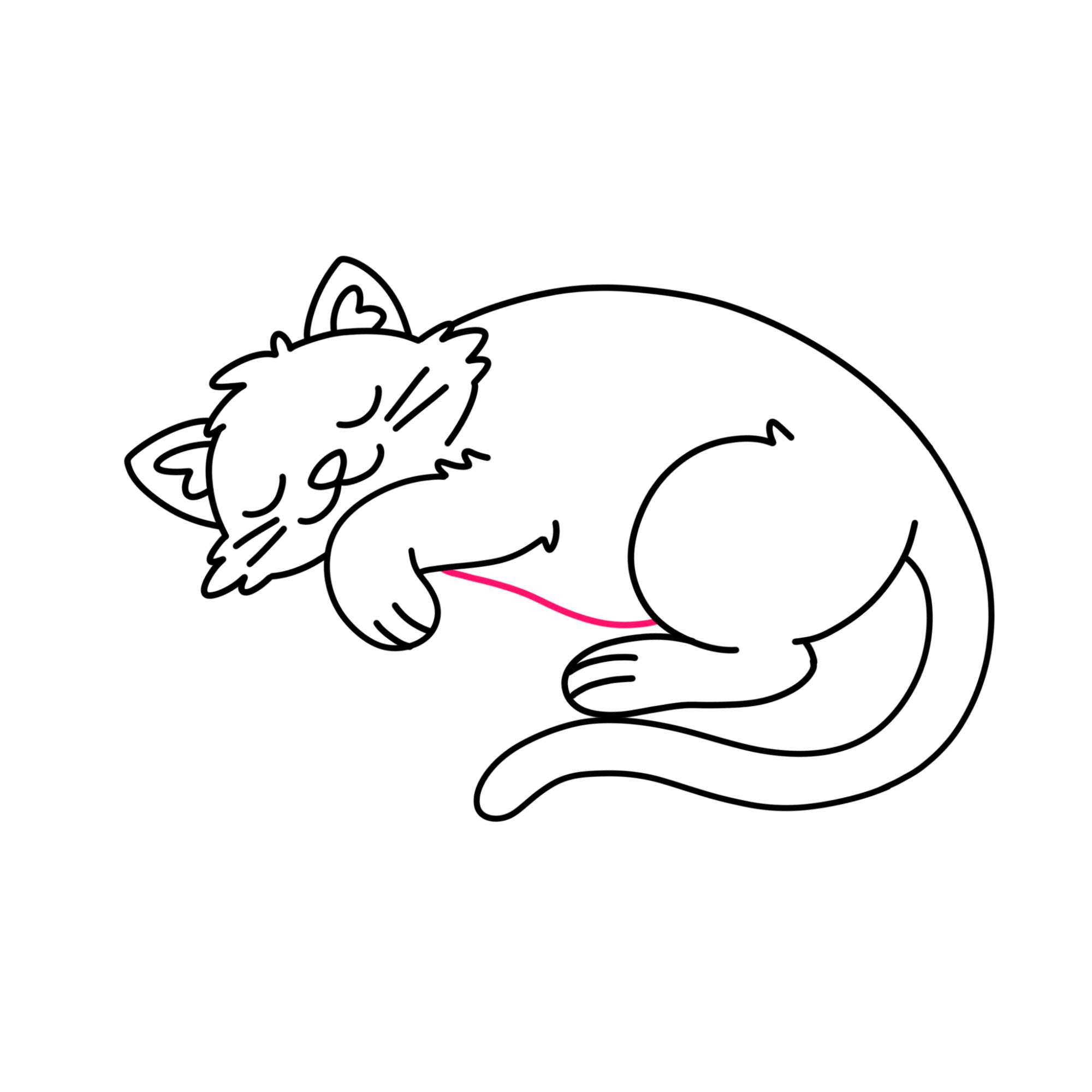 Sleeping Cat Drawing - Step-12