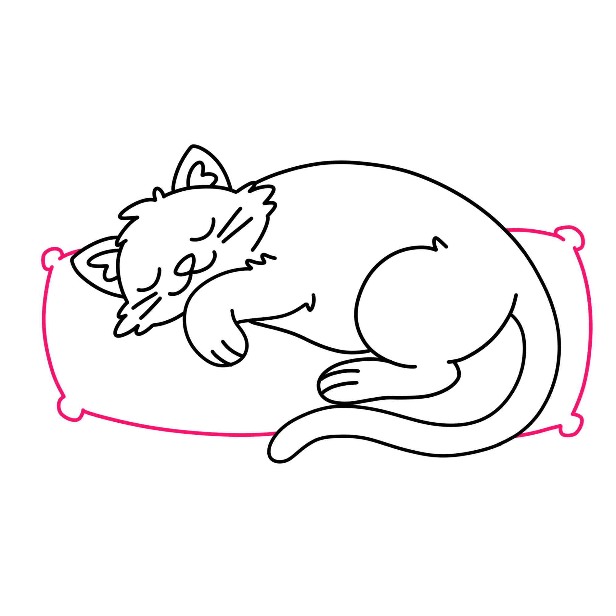 Sleeping Cat Drawing - Step-13