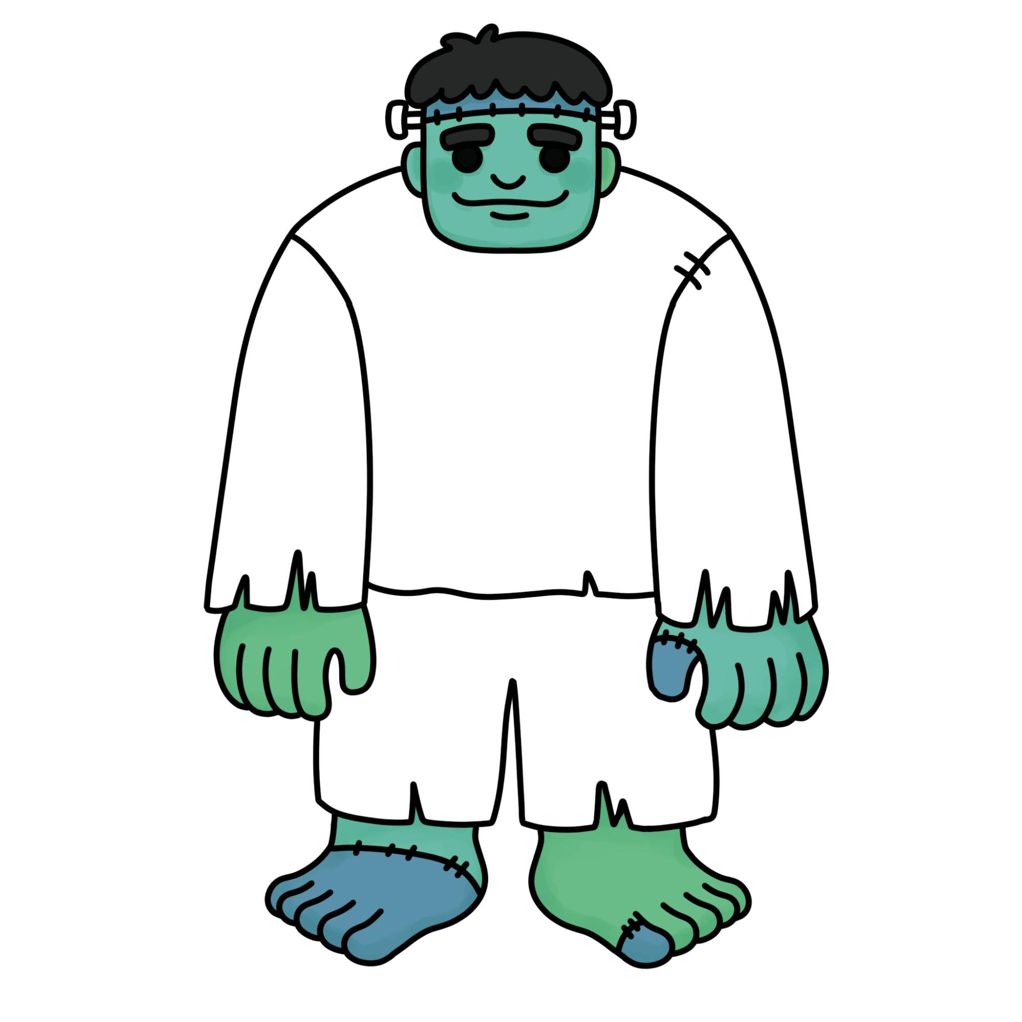 Easy Frankenstein Drawing - Step-16