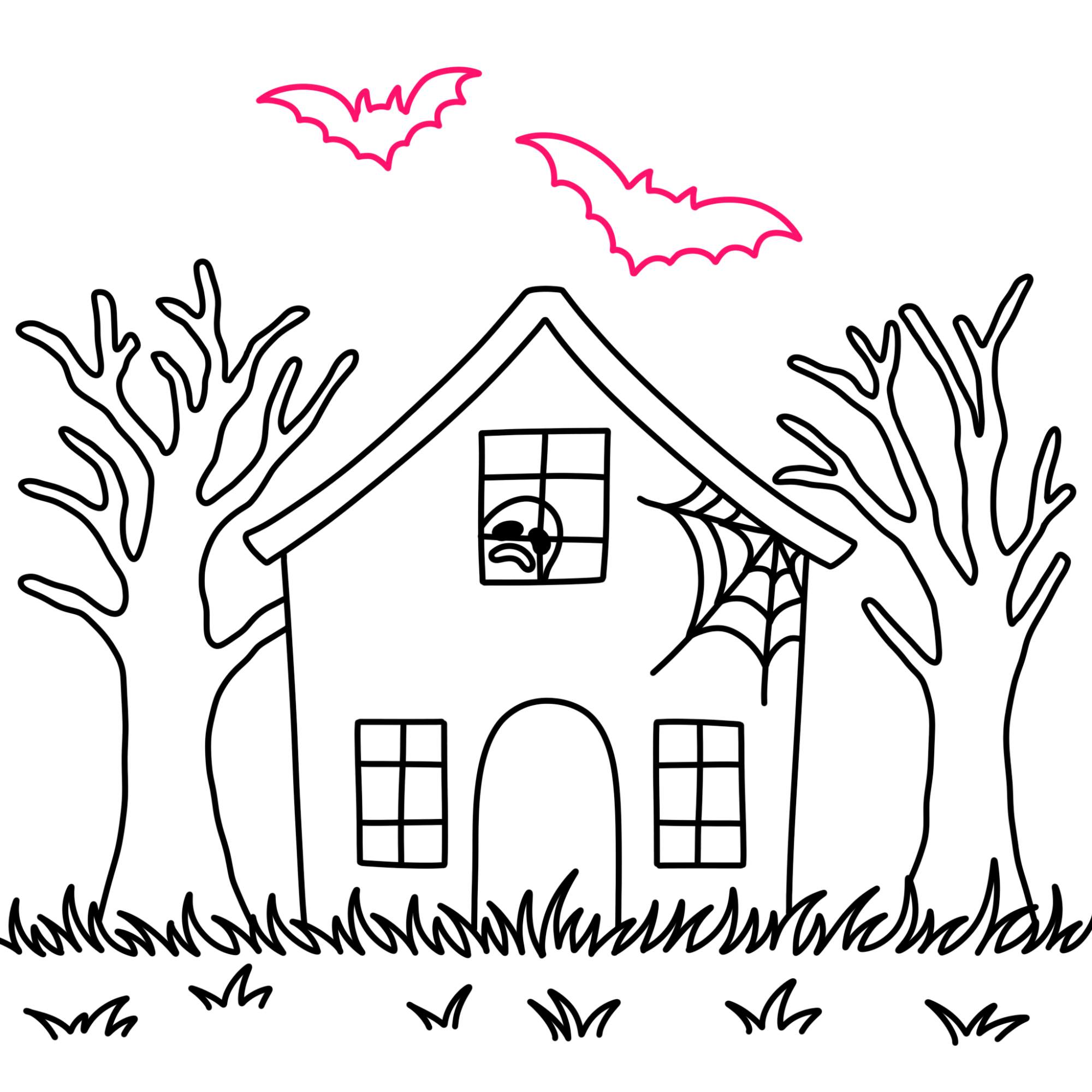 Easy Haunted House Drawing - Step-11