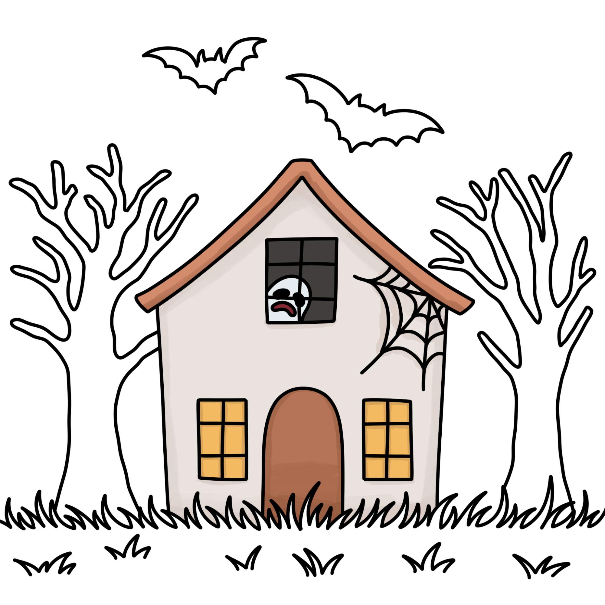 Easy Haunted House Drawing - Step-13