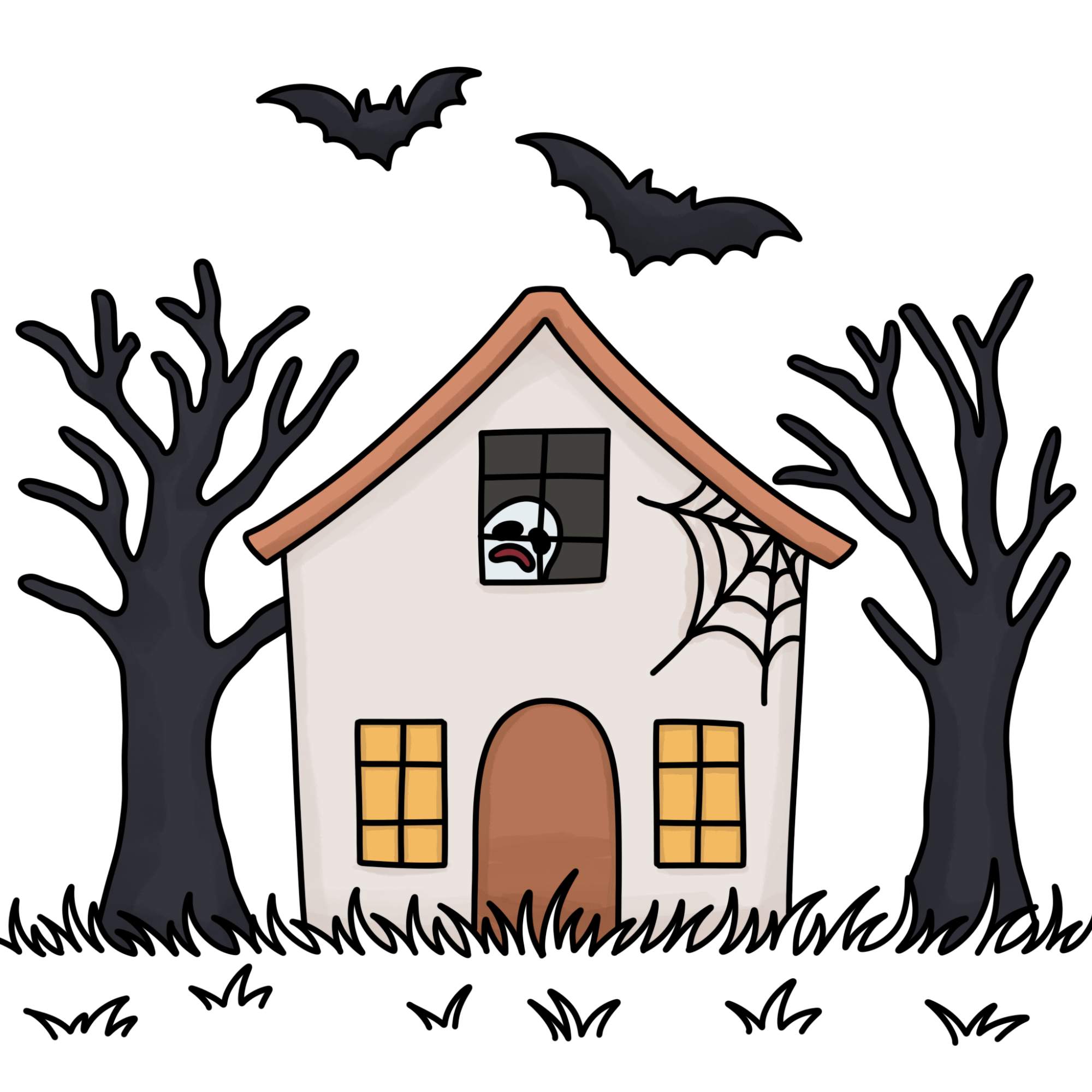 Easy Haunted House Drawing - Step-14