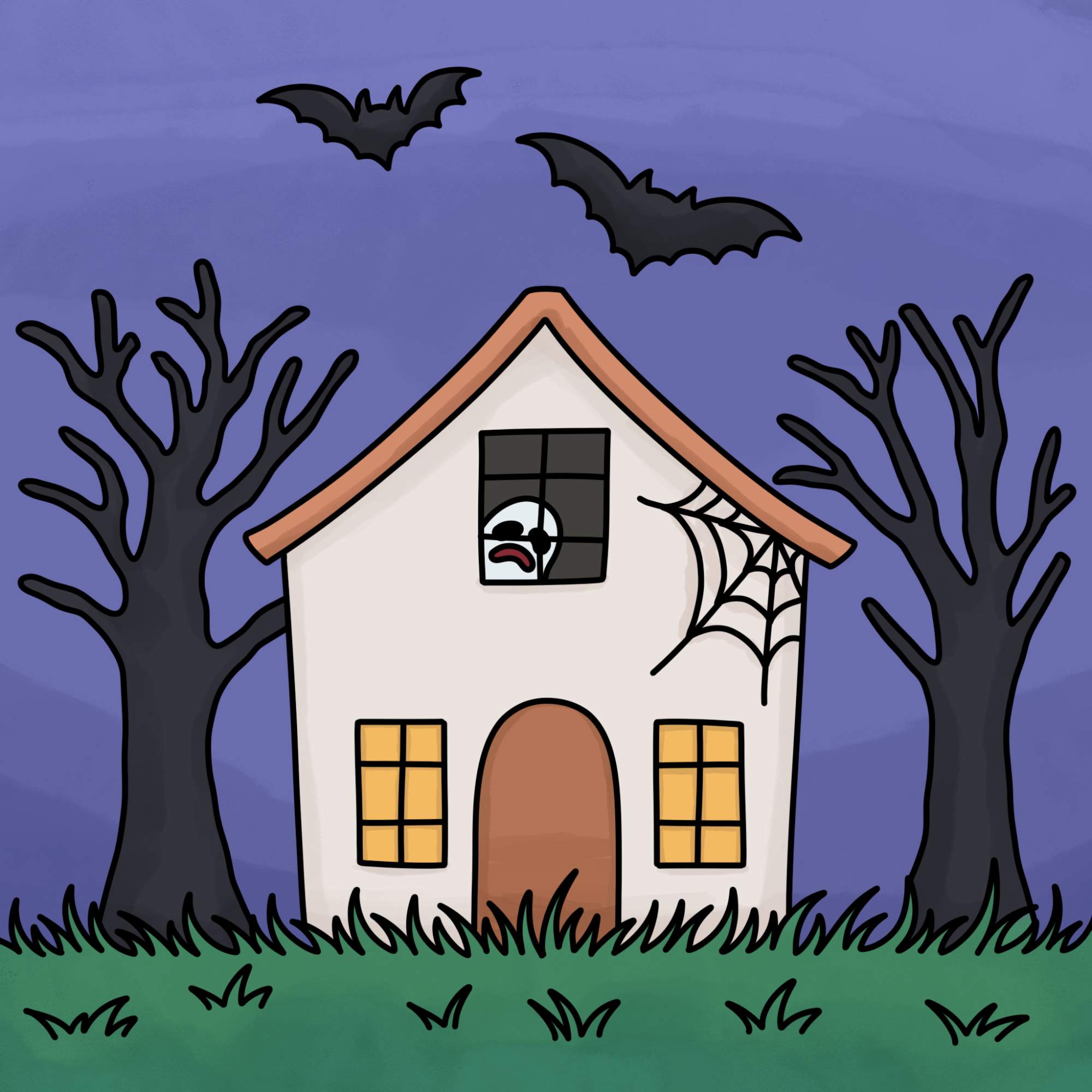 Easy Haunted House Drawing - Step-15