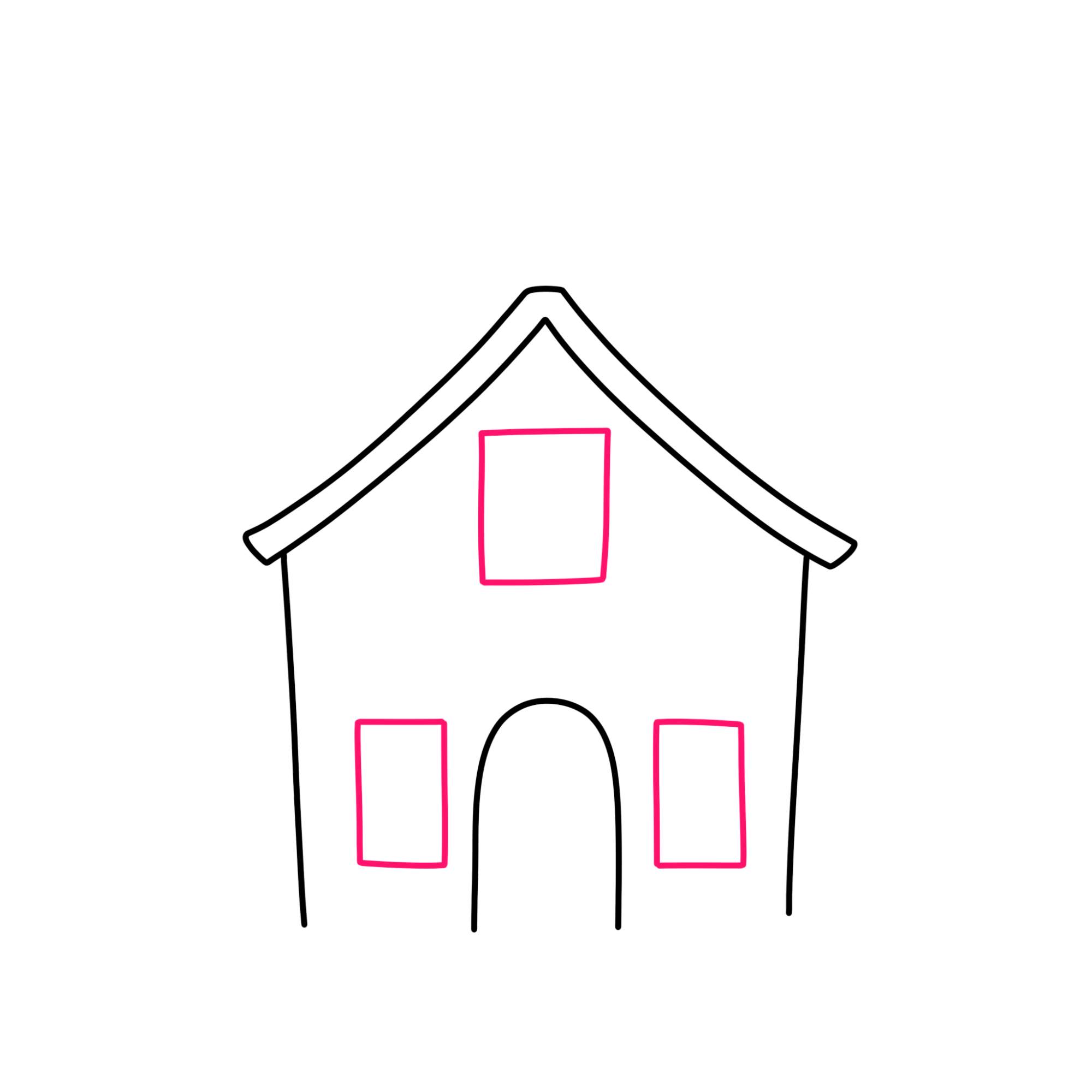 Easy Haunted House Drawing - Step-4