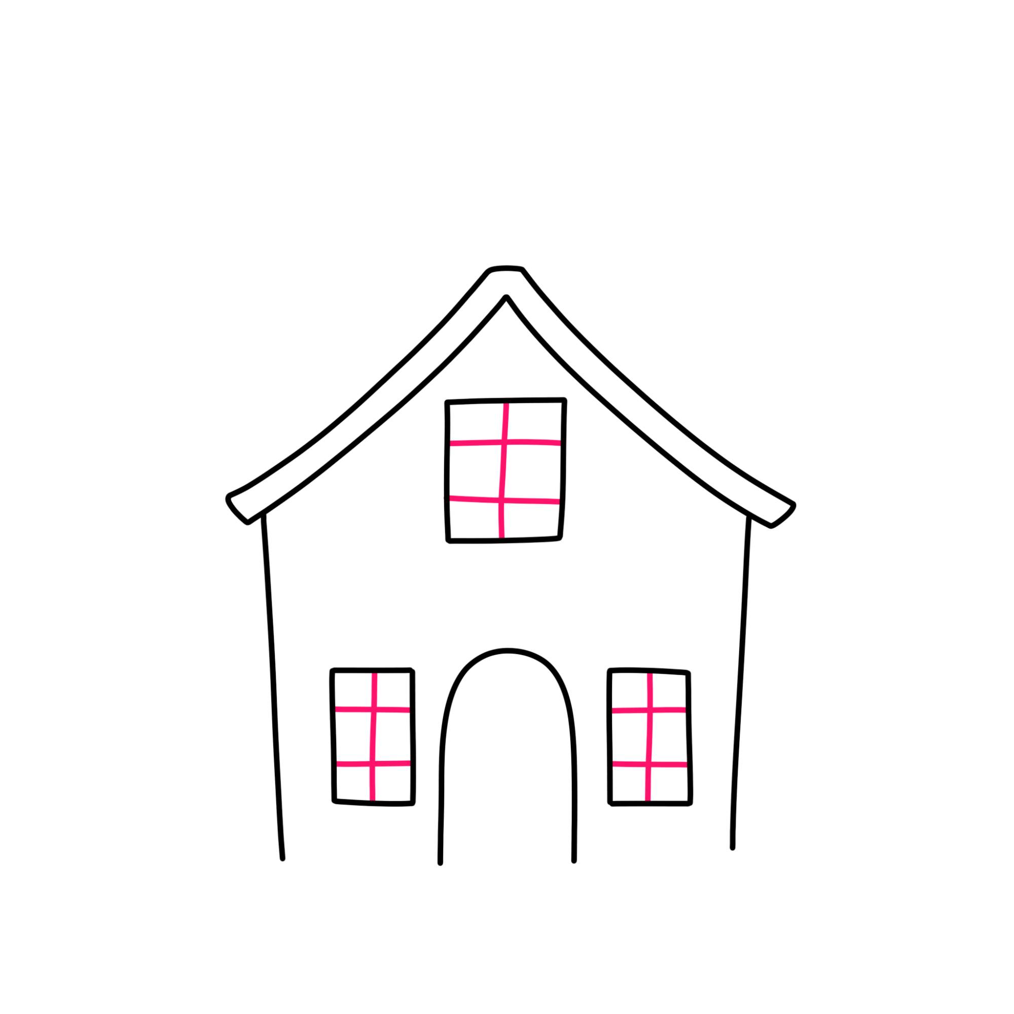 Easy Haunted House Drawing - Step-5