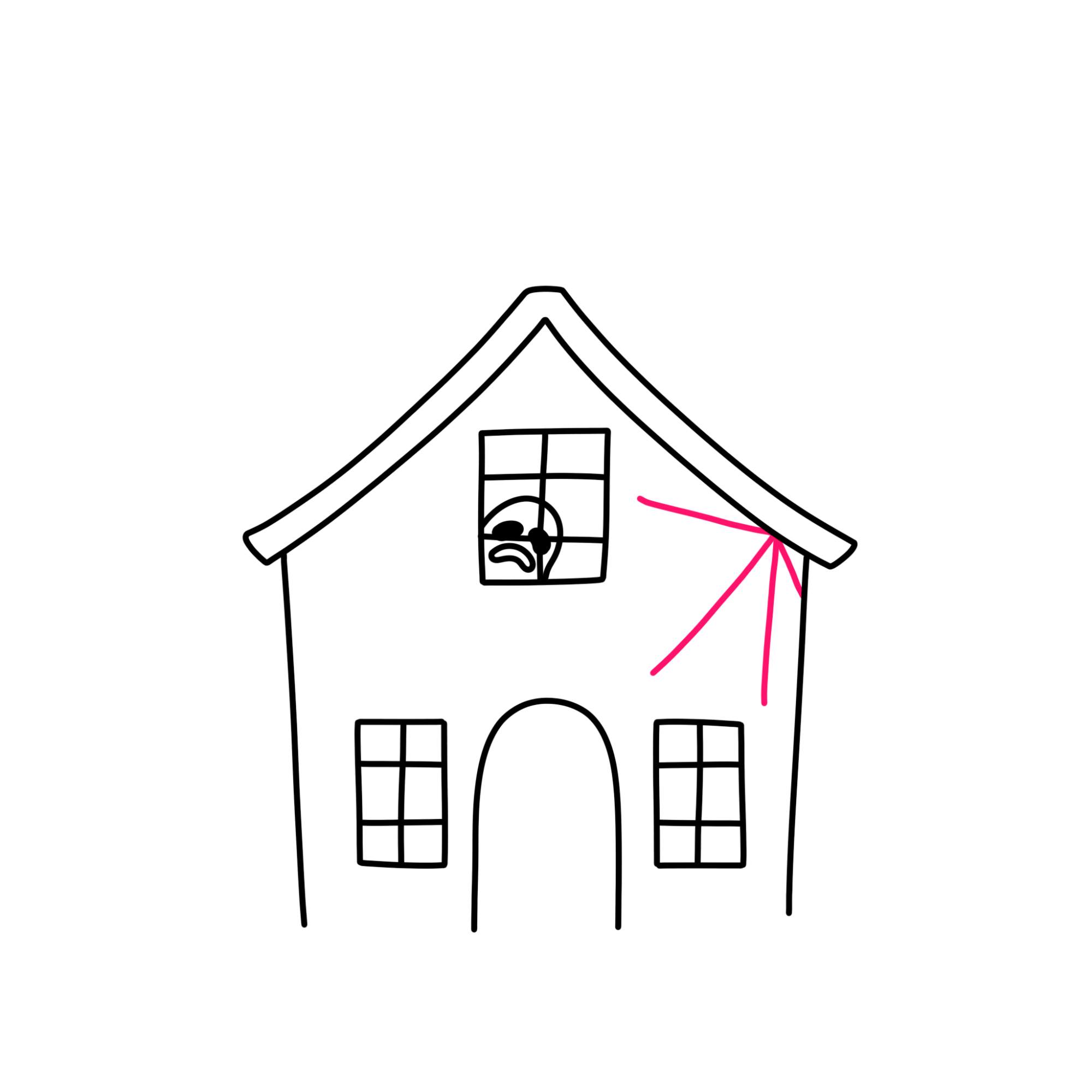 Easy Haunted House Drawing - Step-7