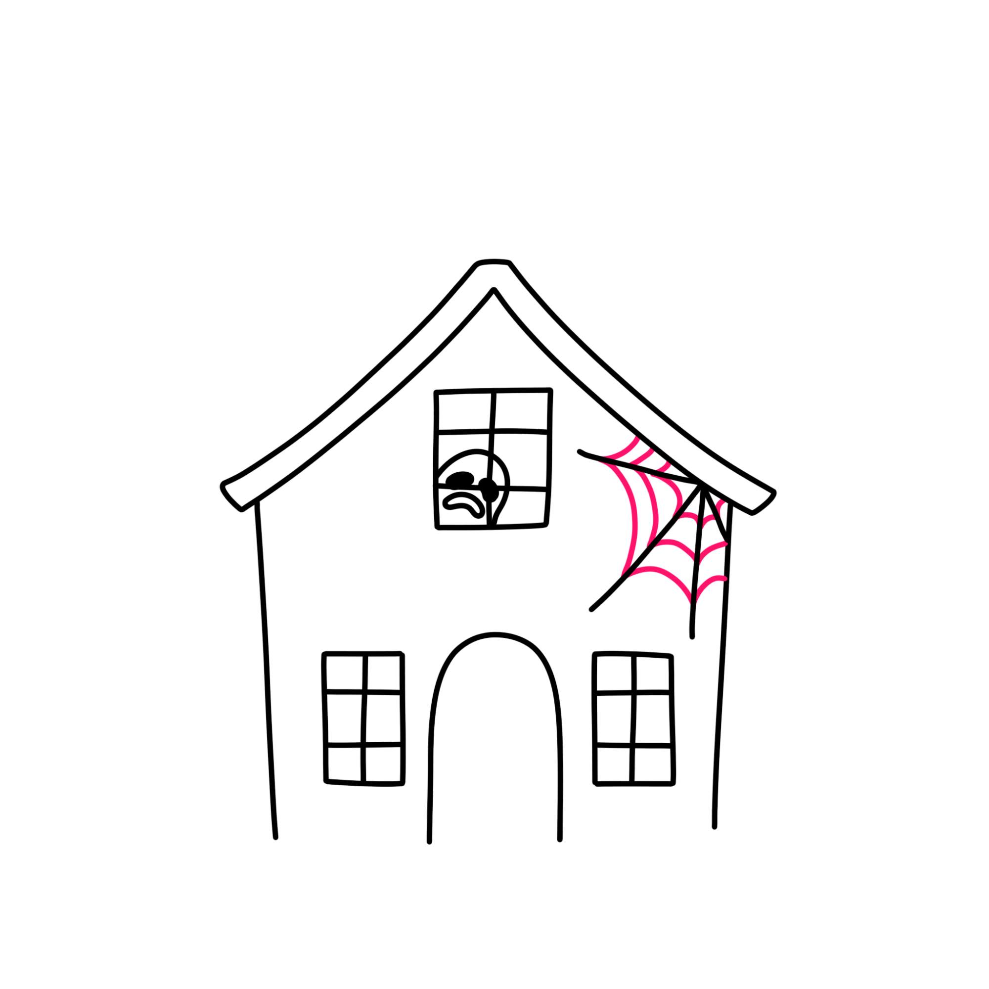 Easy Haunted House Drawing - Step-8