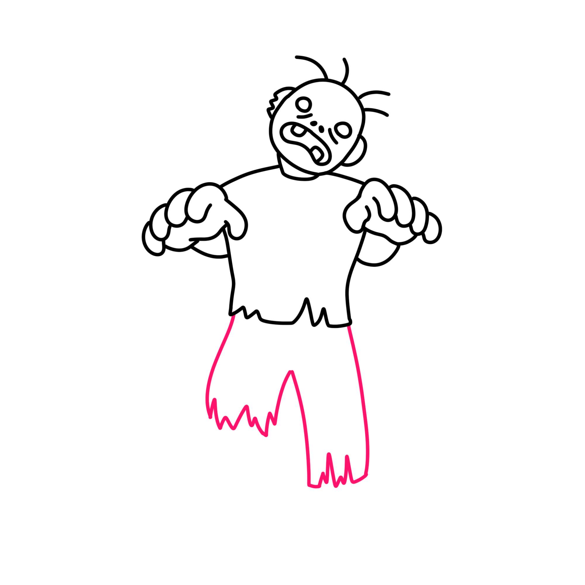 Easy Zombie Drawing - Step-11