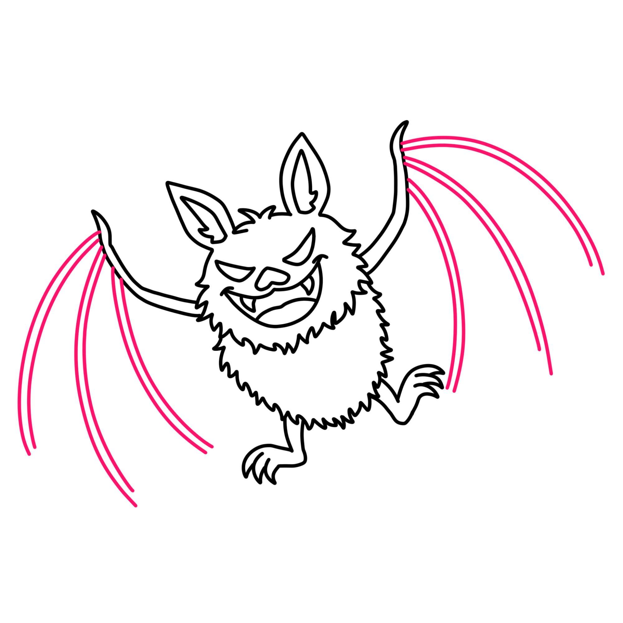 Halloween Bat Drawing - Step-11