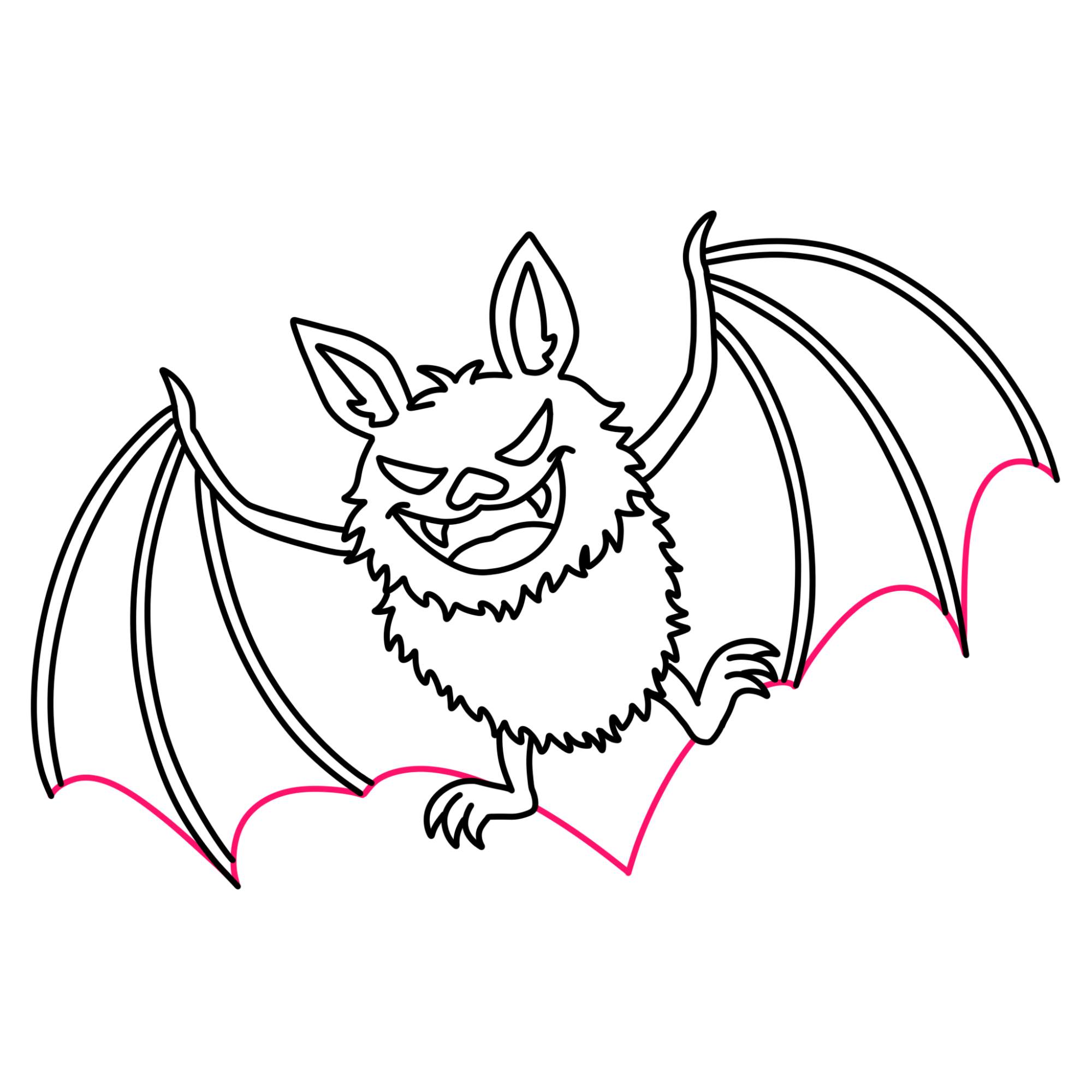 Halloween Bat Drawing - Step-12