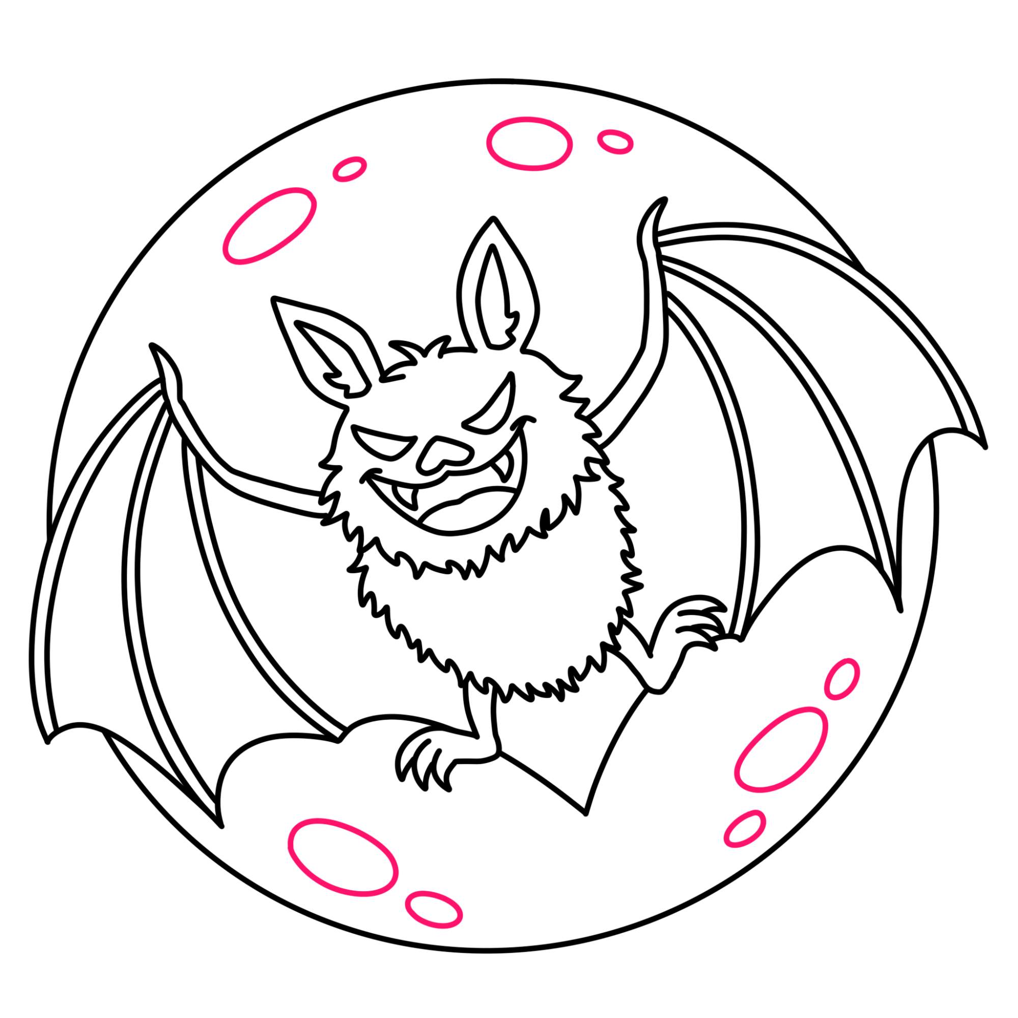 Halloween Bat Drawing - Step-14