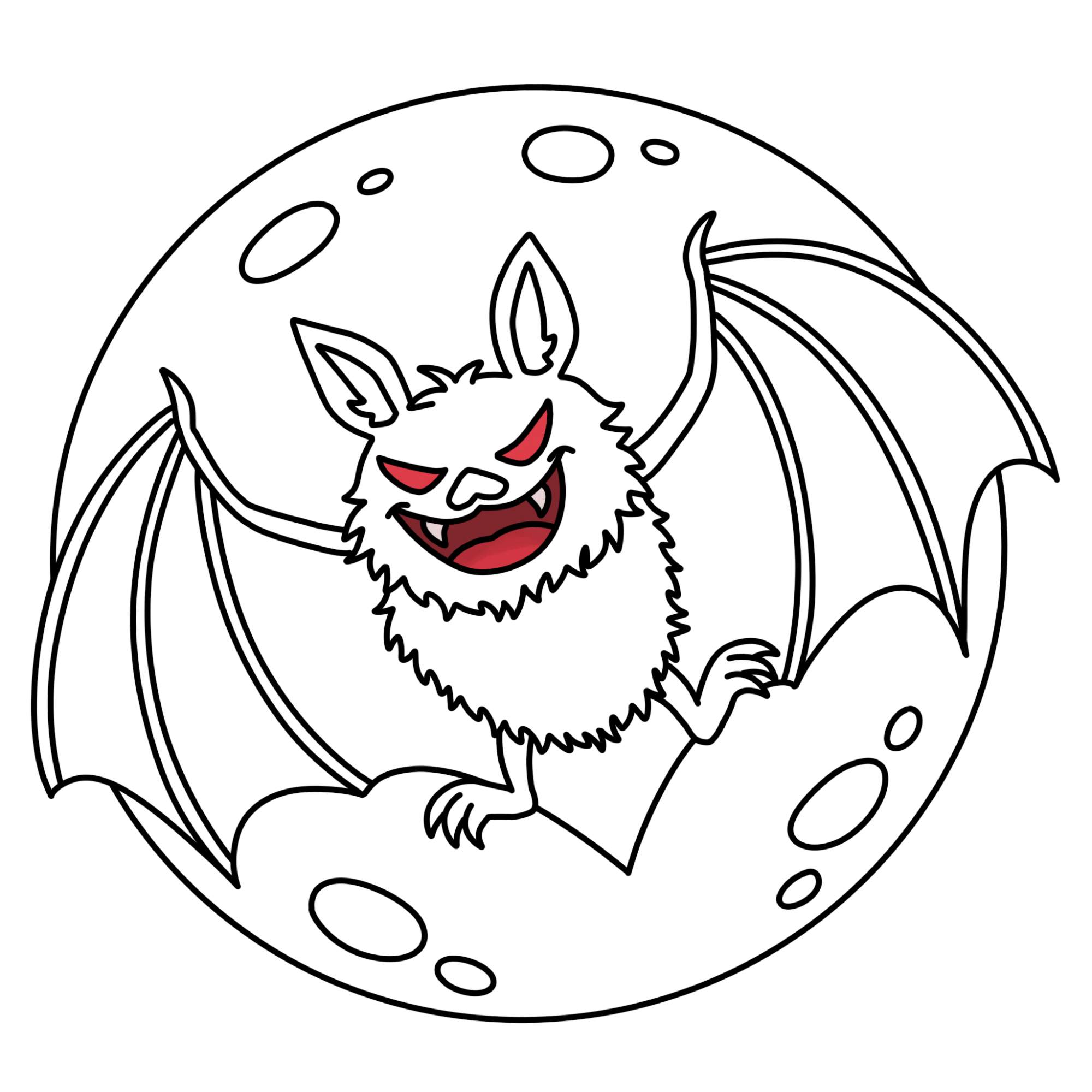 Halloween Bat Drawing - Step-15