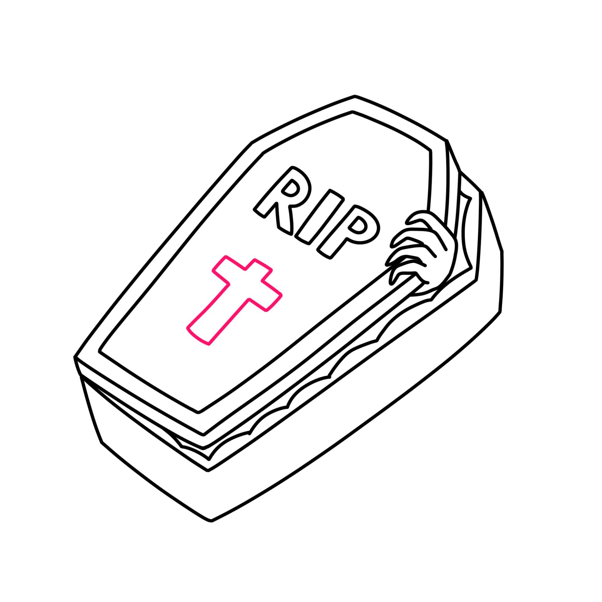 How to Draw a Coffin - Step-8