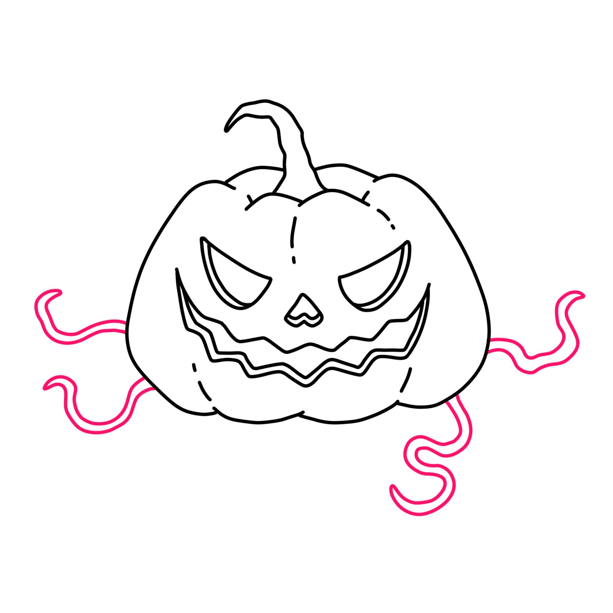 How to Draw a Halloween Pumpkin - Step-7