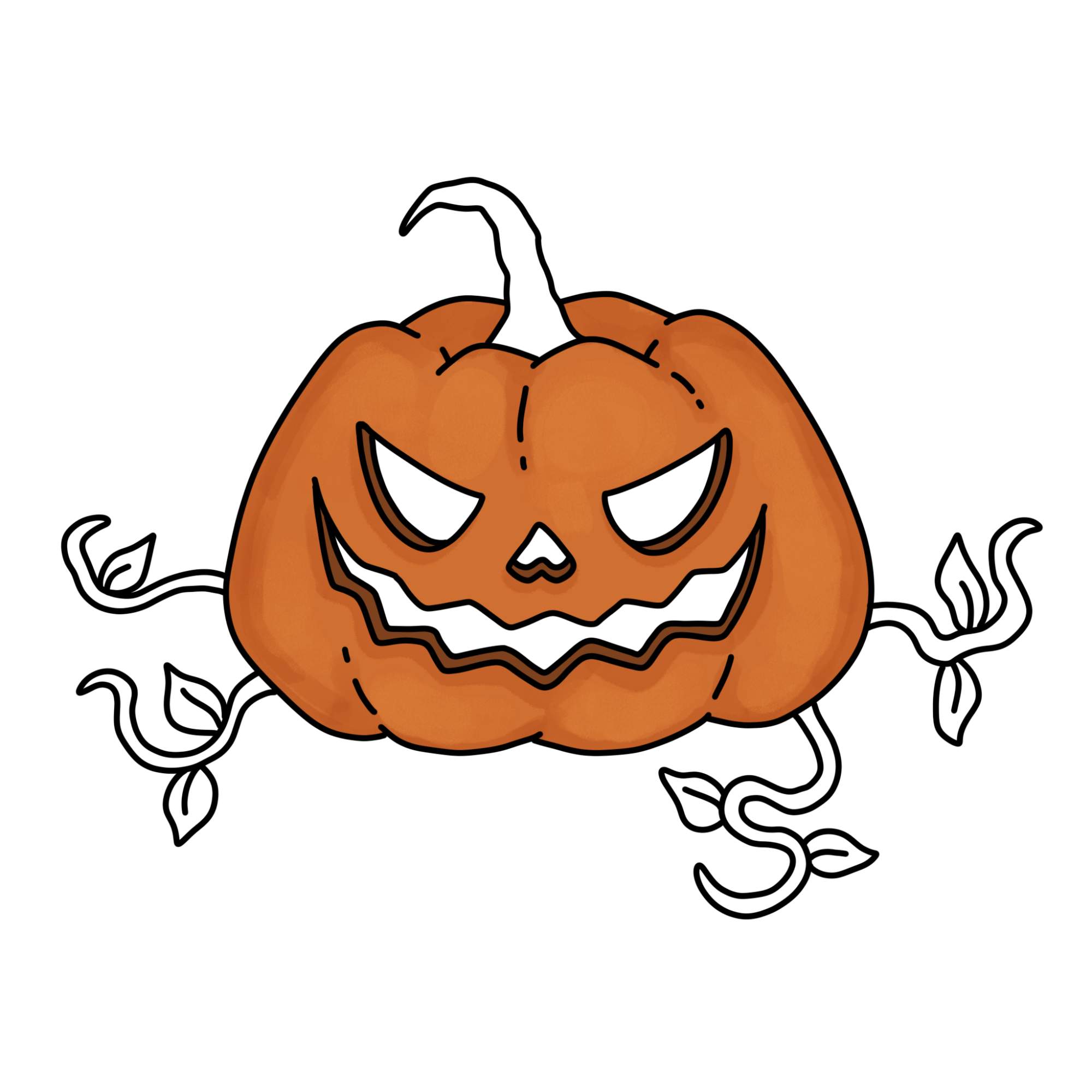 How to Draw a Halloween Pumpkin - Step-9