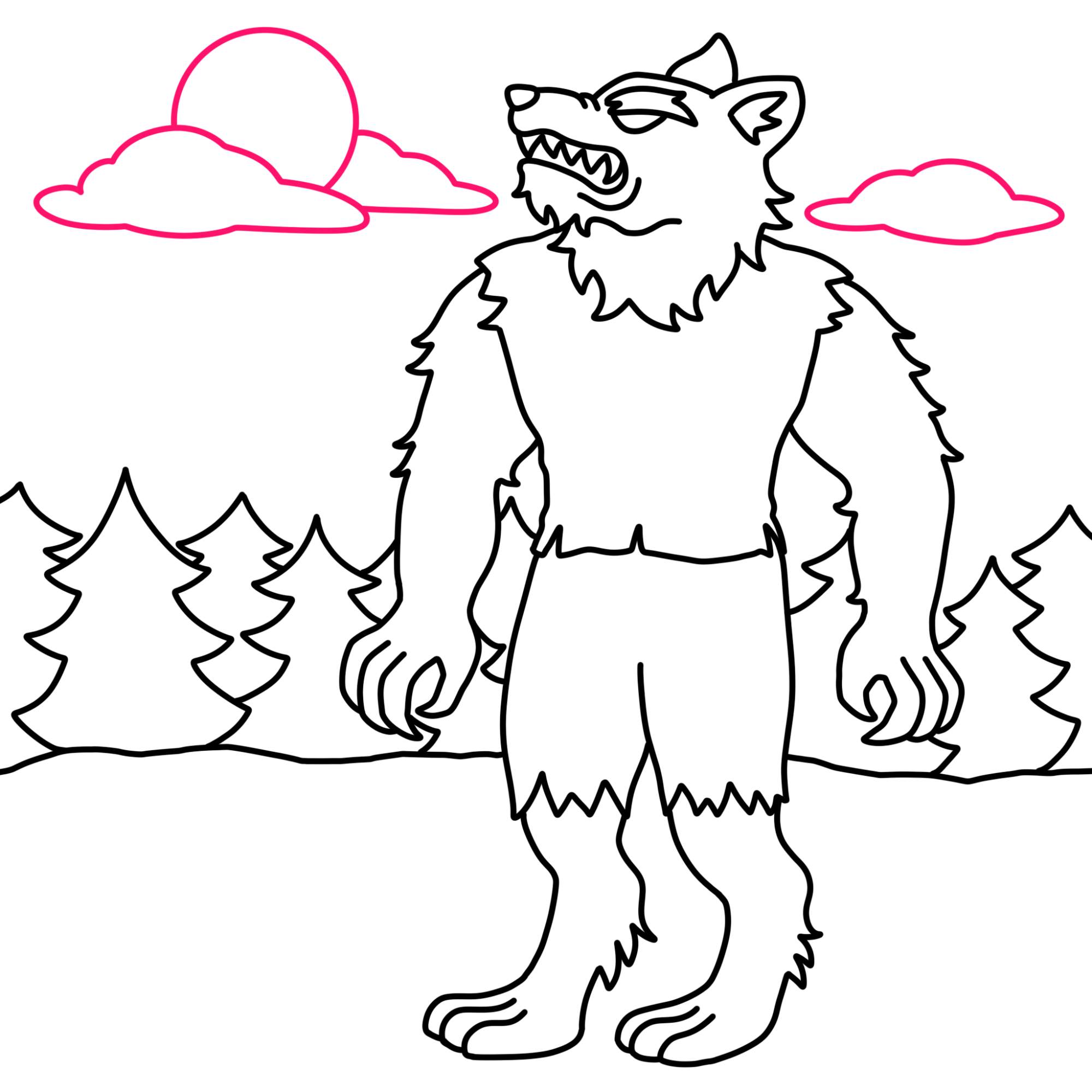 How to Draw a Werewolf - Step-14