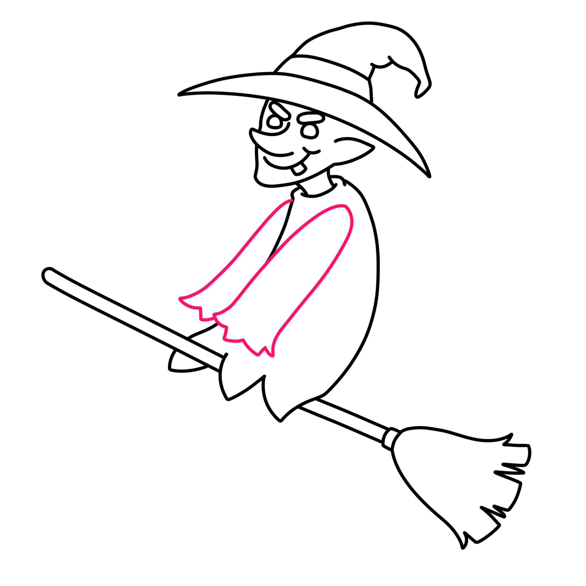 How to Draw a Witch - Step-12