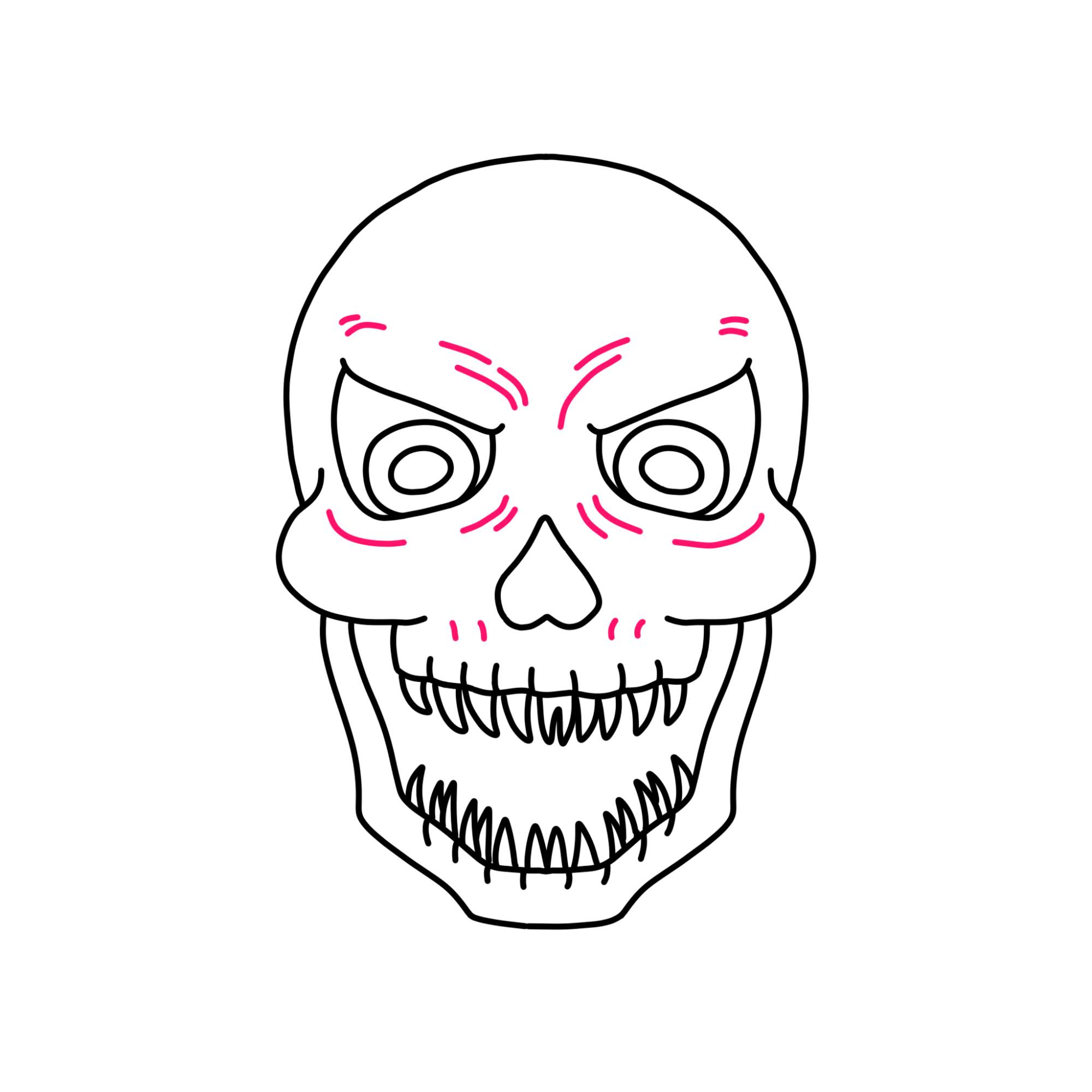 Scary Skull Drawing - Step-11