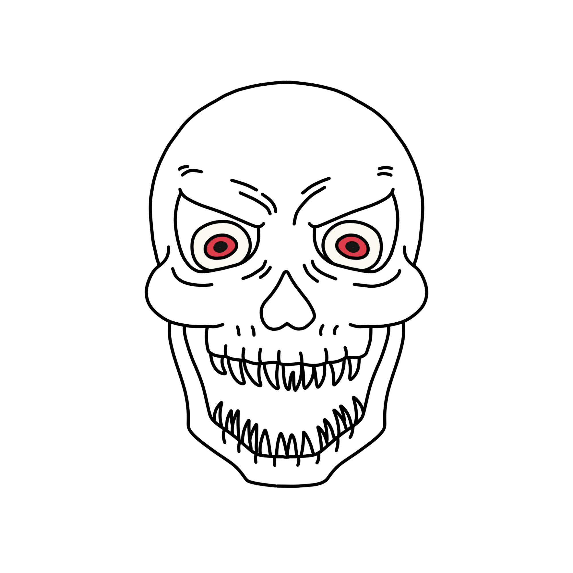 Scary Skull Drawing - Step-12