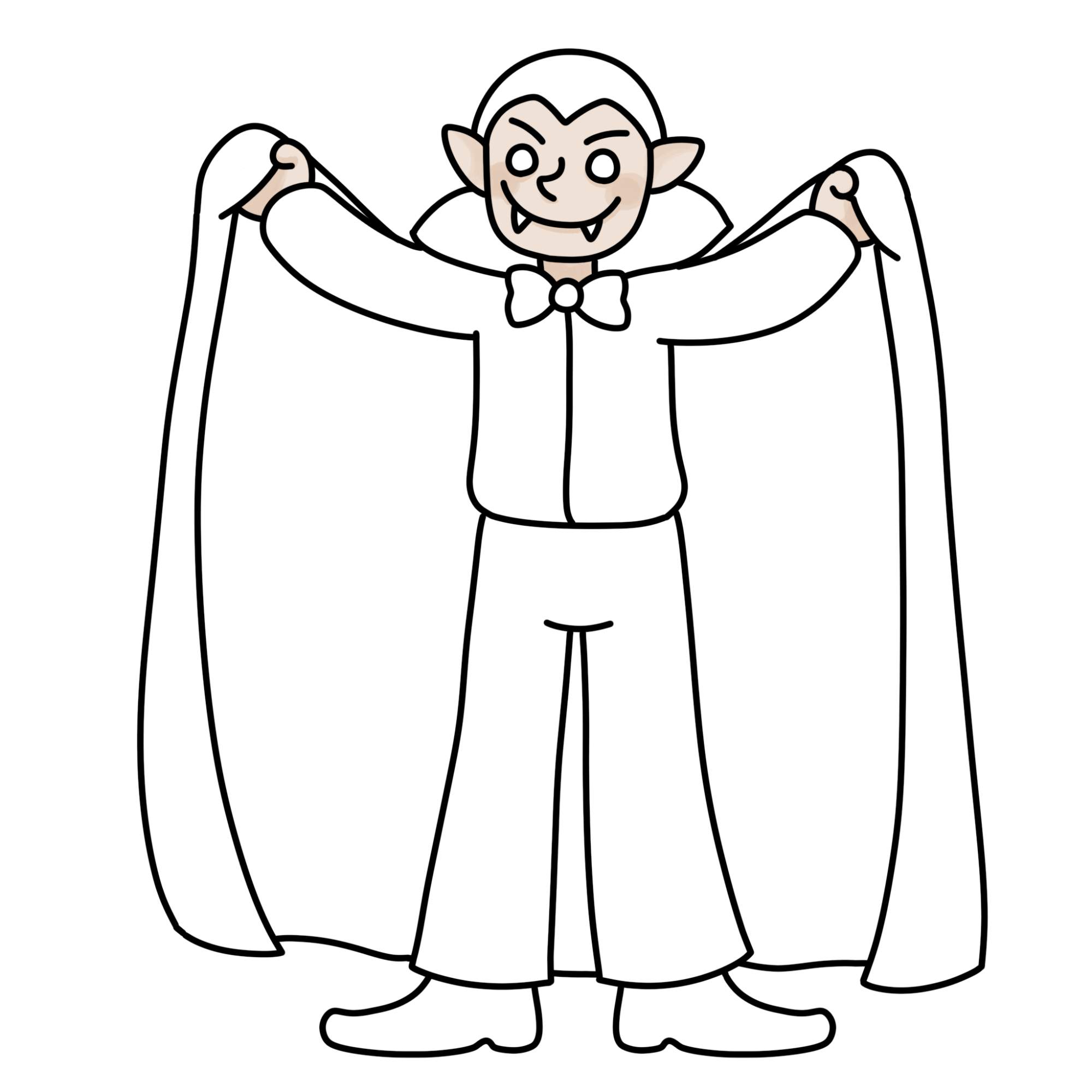 Vampire Drawing for Kids - Step-15