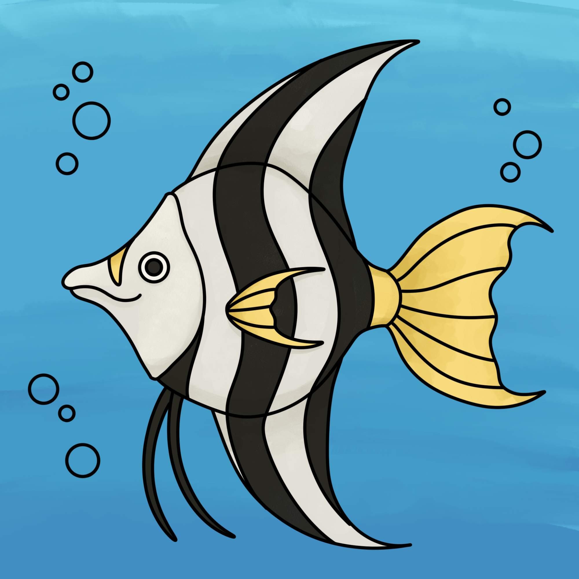 Angelfish Drawing (easy) - Step-14