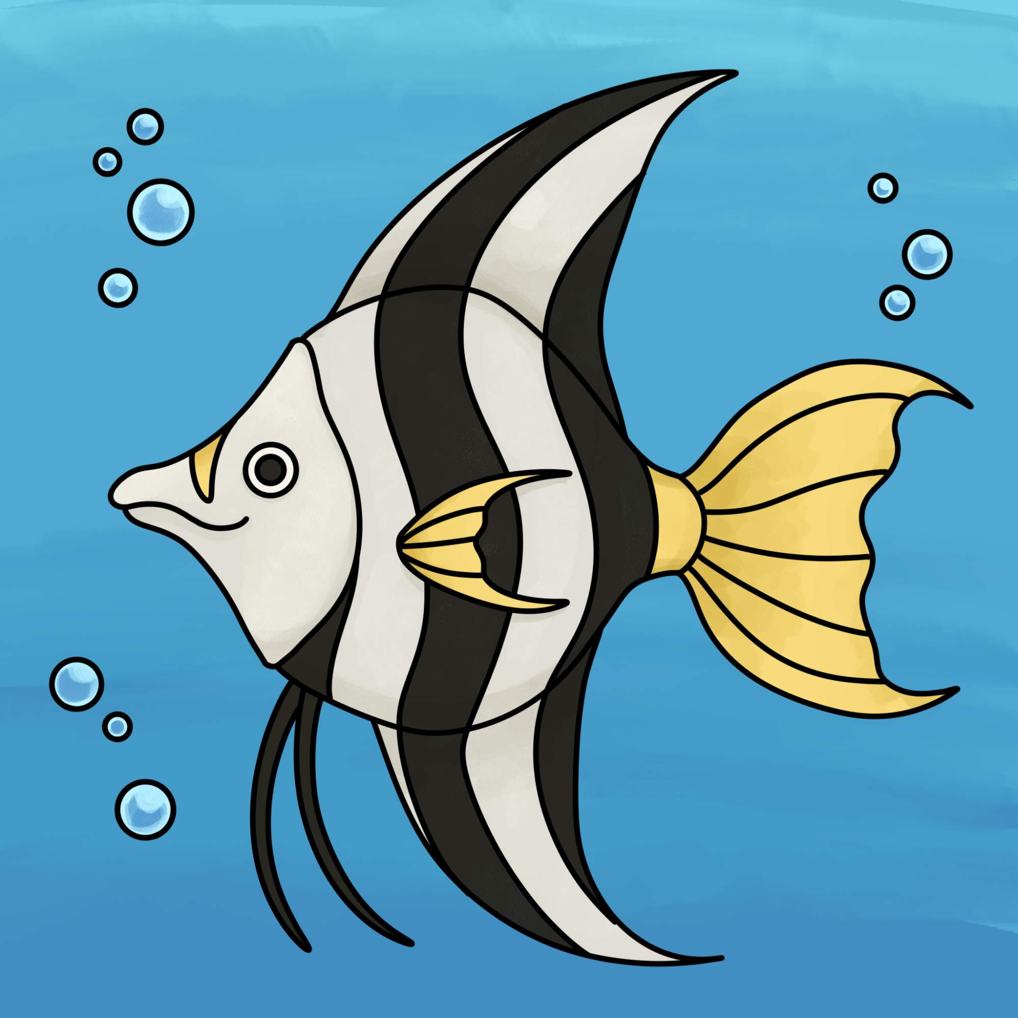 Angelfish Drawing (easy) - Step-15