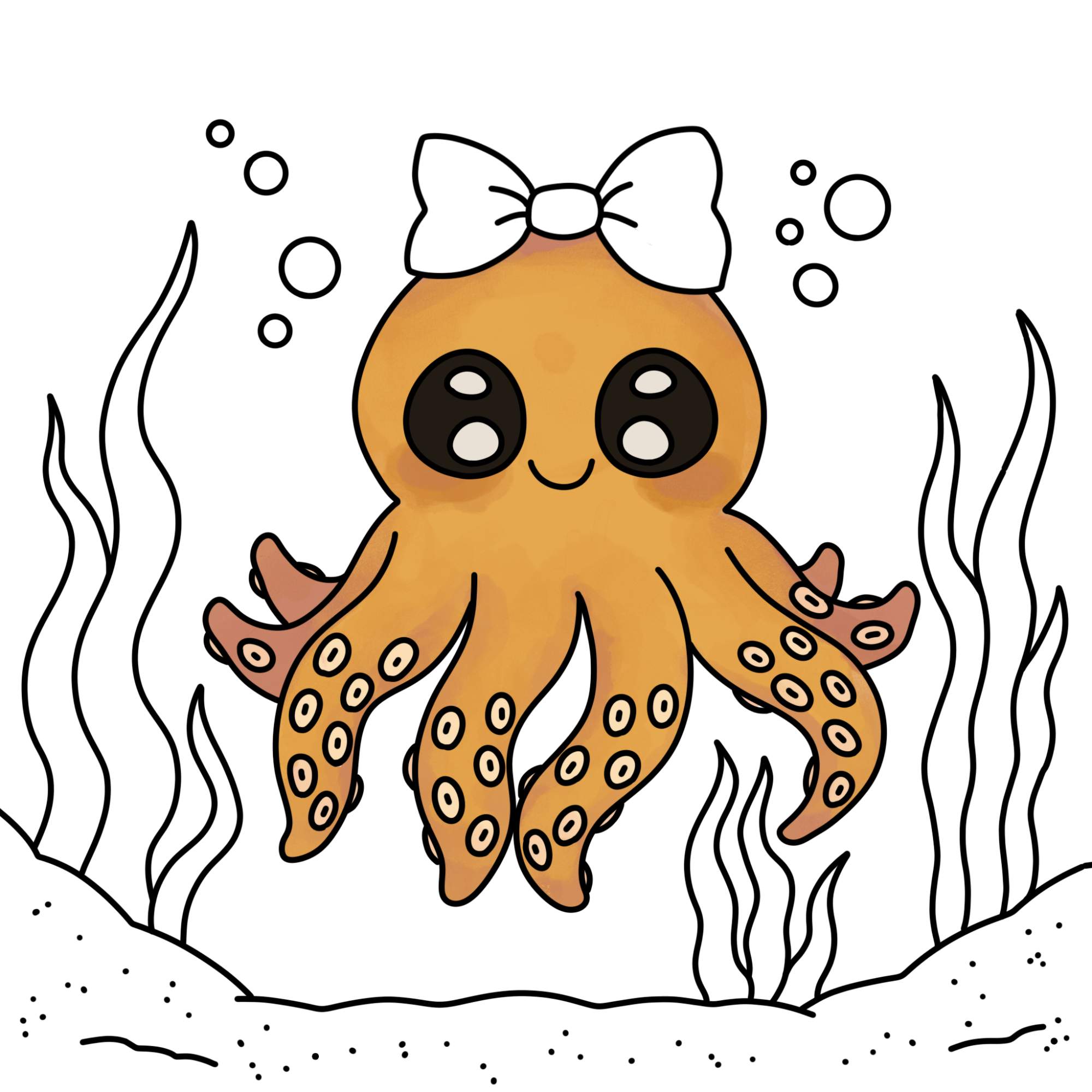 Cute Octopus Drawing - Step-12