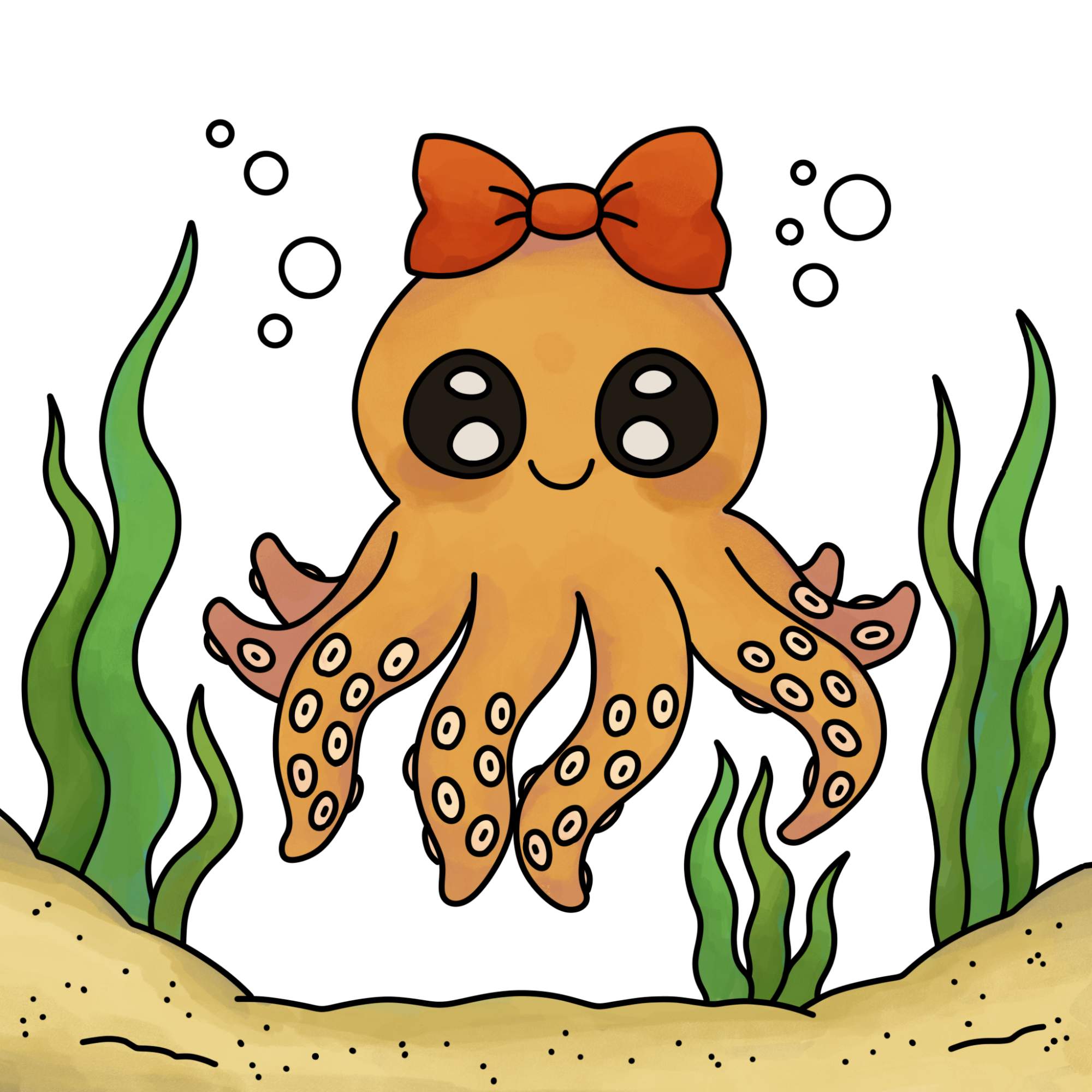 Cute Octopus Drawing - Step-14