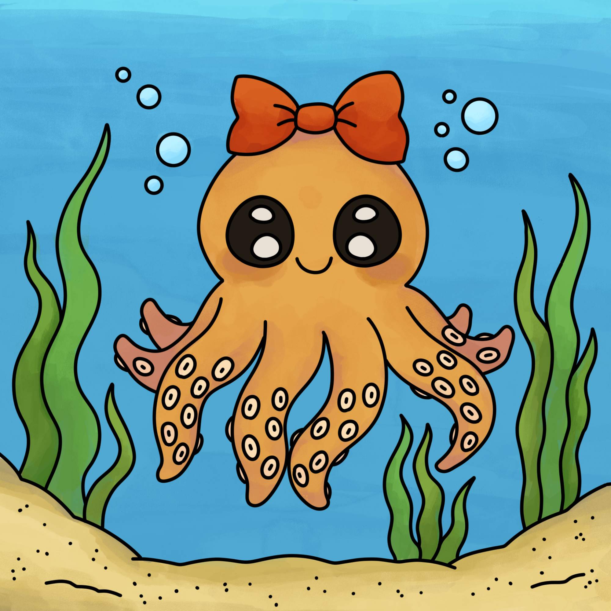 Cute Octopus Drawing - Step-15