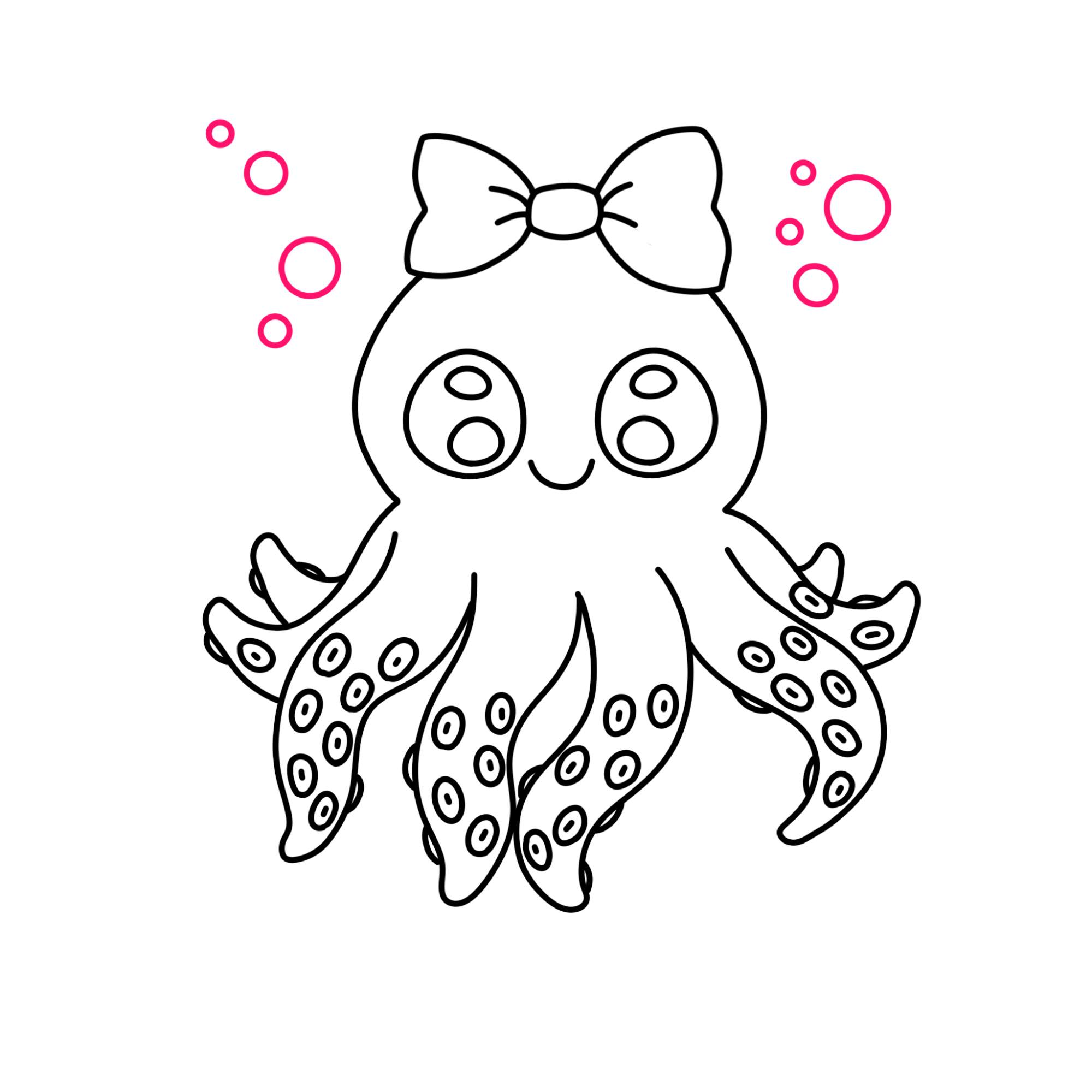 Cute Octopus Drawing - Step-9