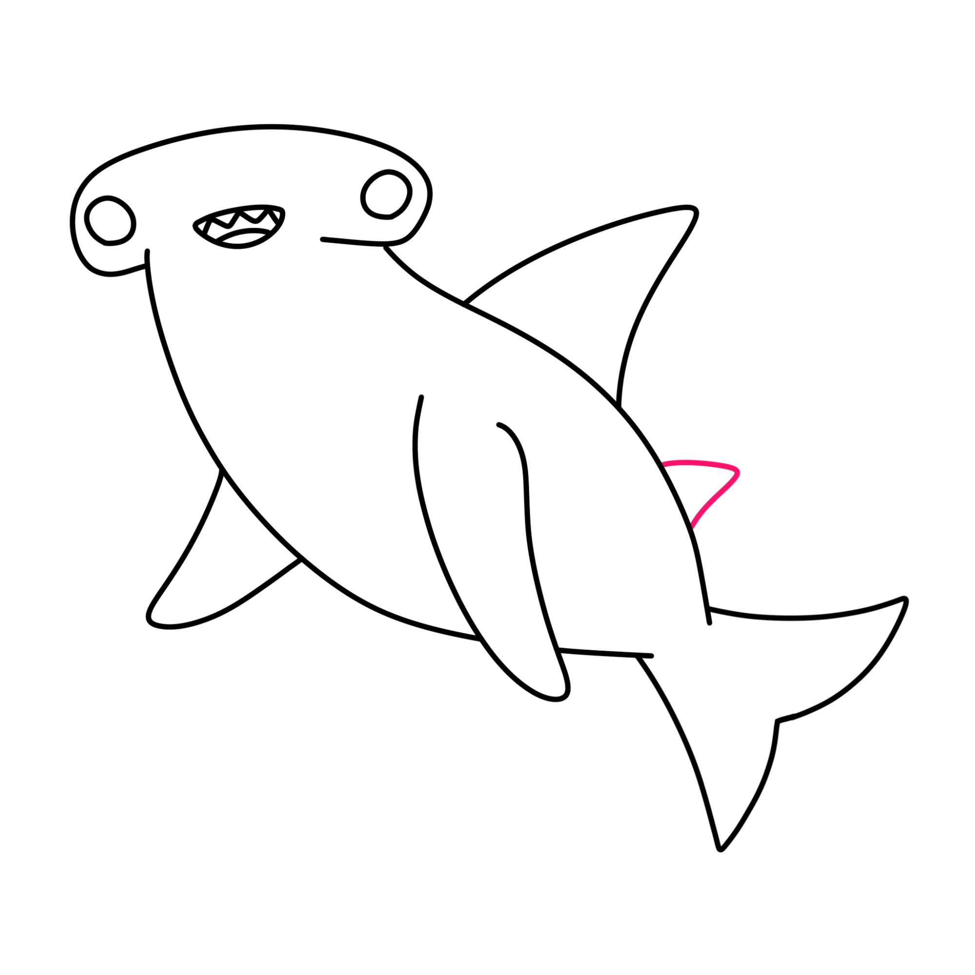 Cute Shark Drawing - Step-10