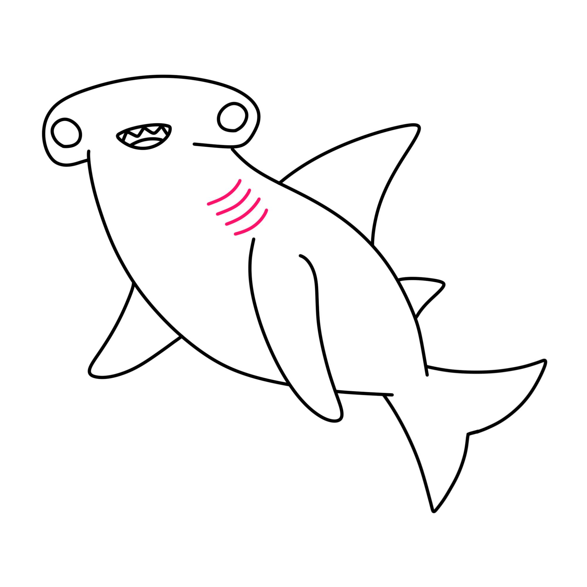 Cute Shark Drawing - Step-11