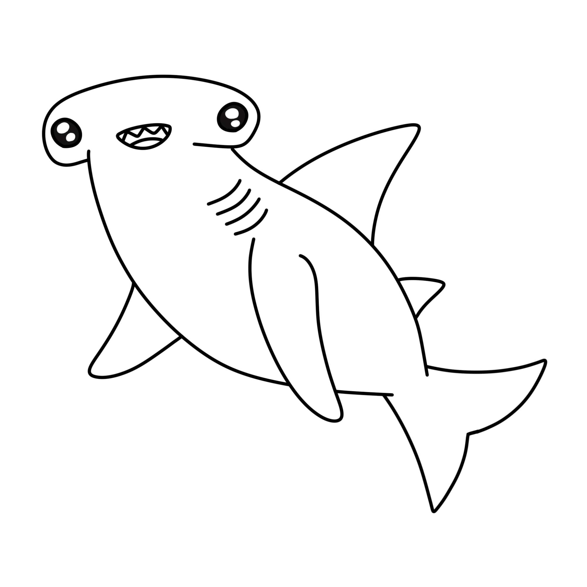 Cute Shark Drawing - Step-12