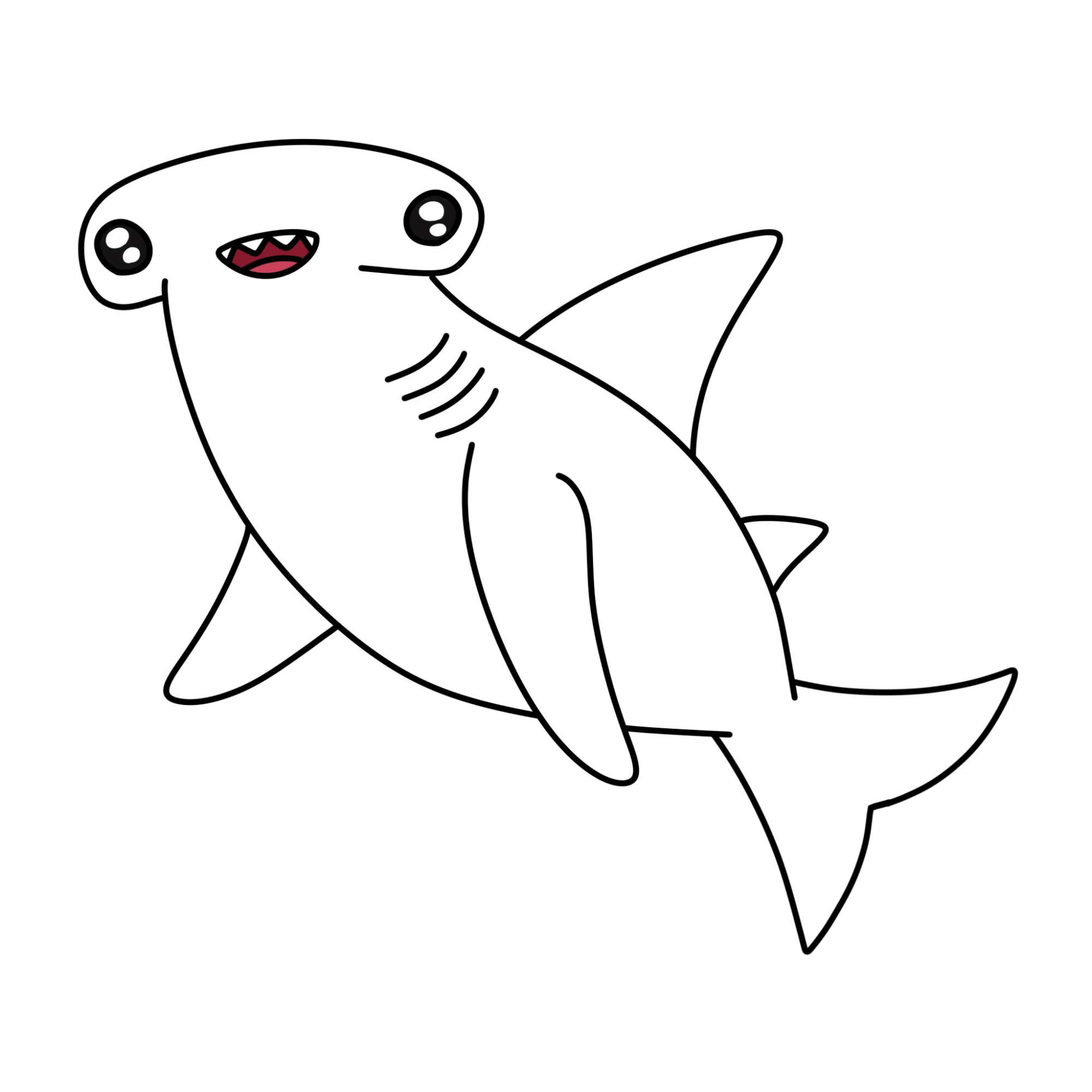 Cute Shark Drawing - Step-13