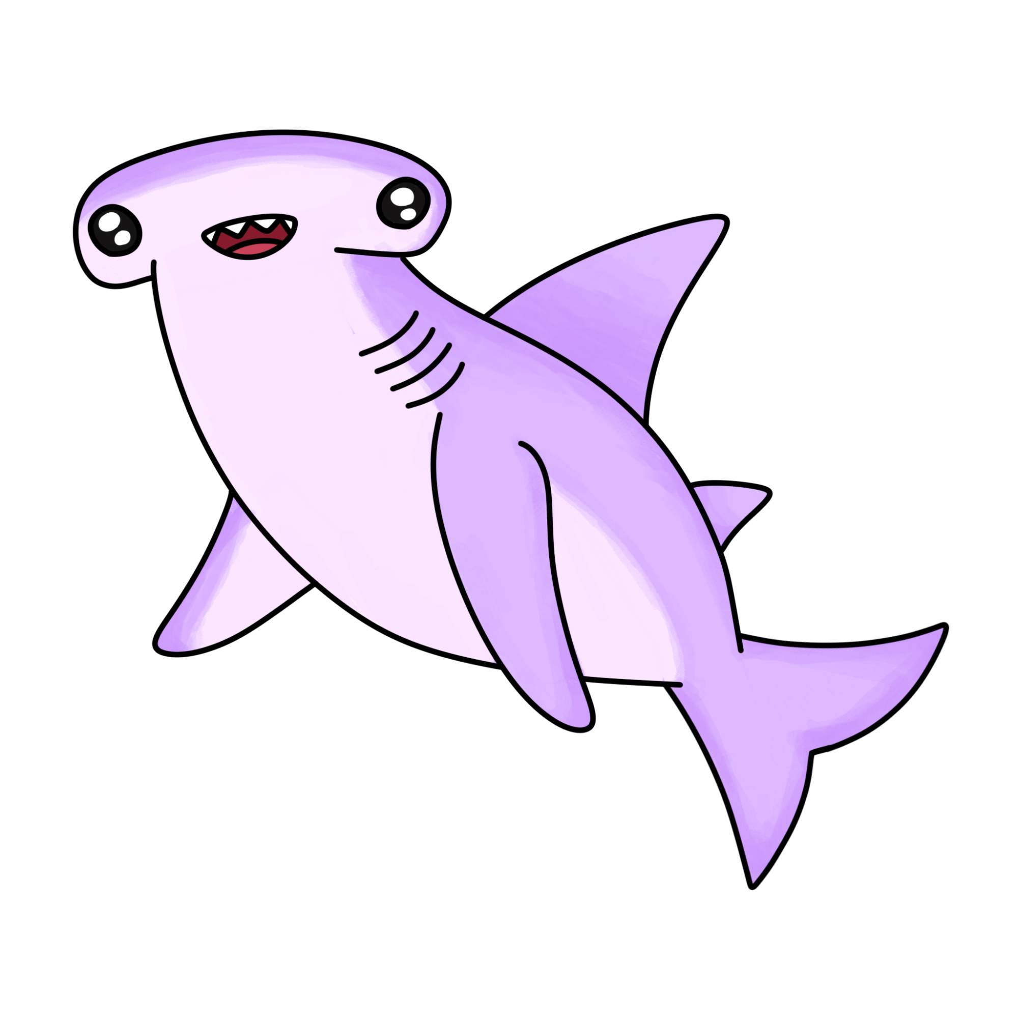 Cute Shark Drawing - Step-14