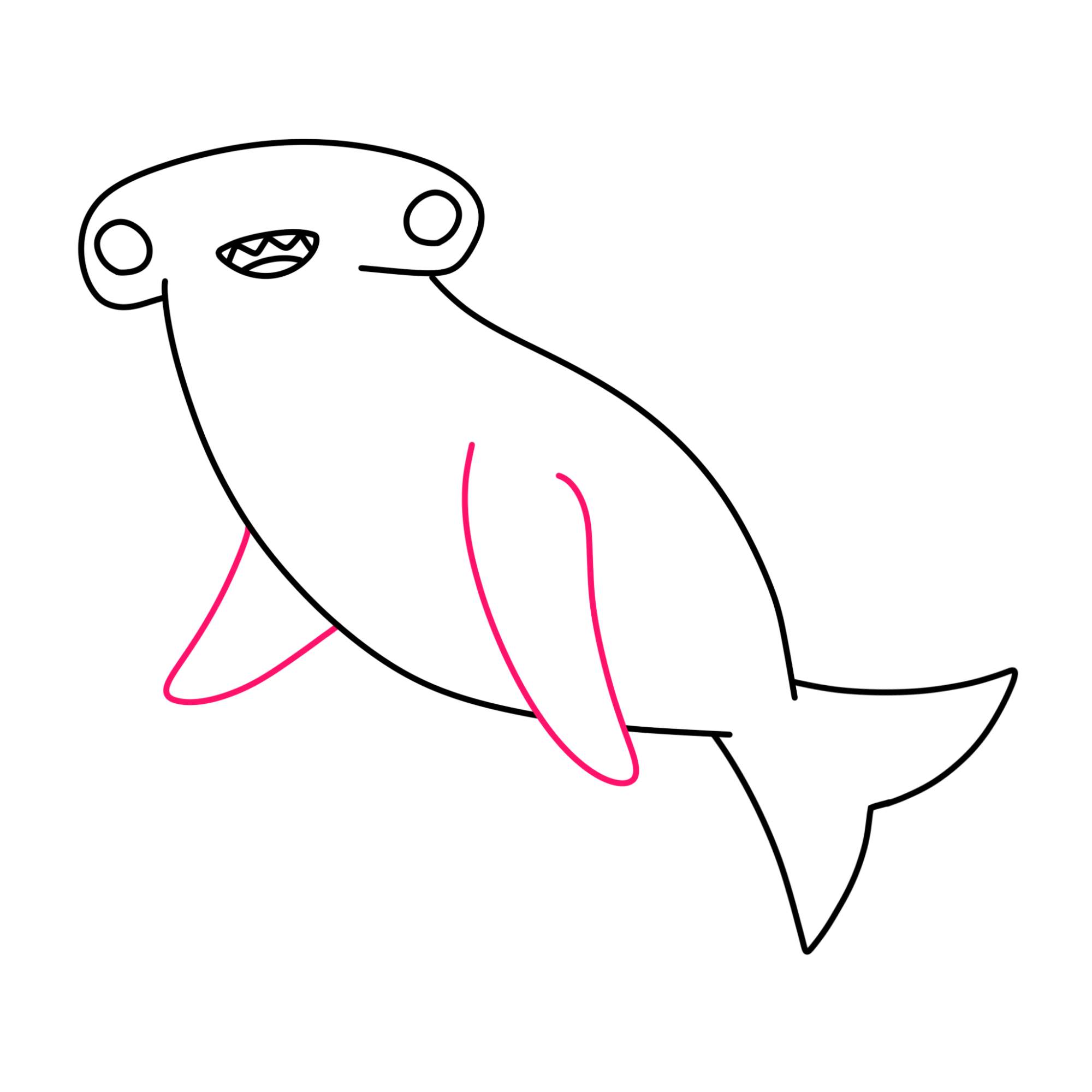 Cute Shark Drawing - Step-8