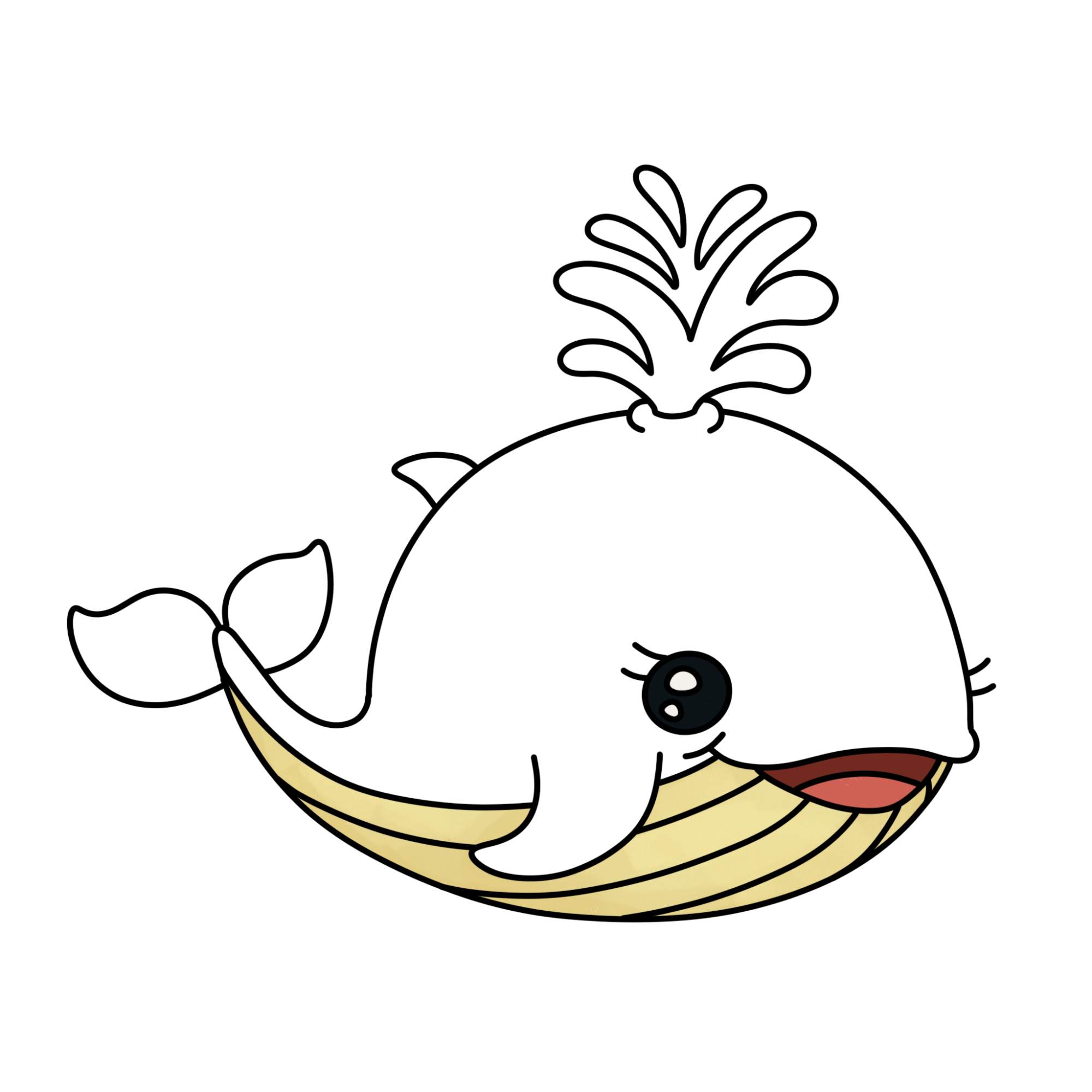 Cute Whale Drawing - Step-13