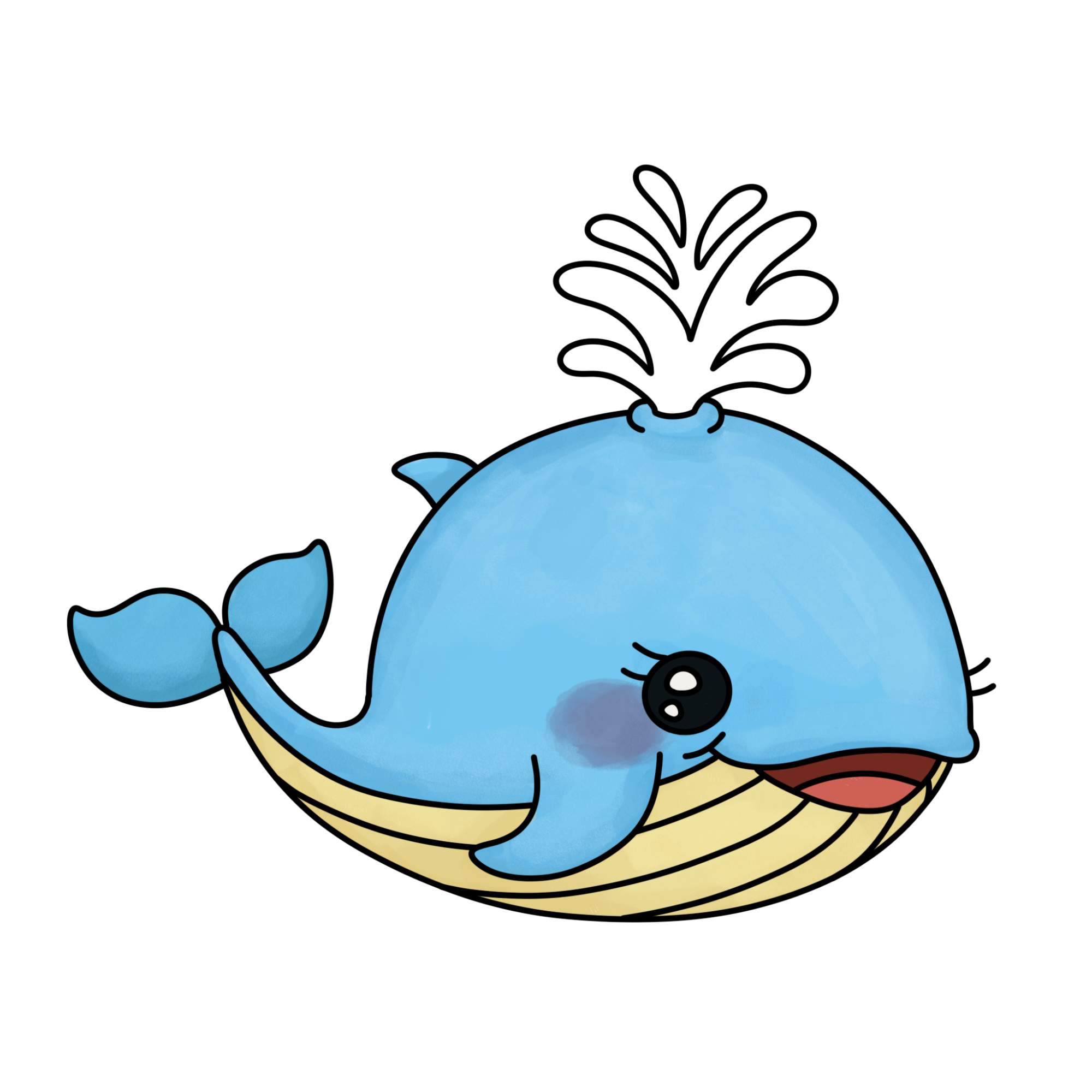 Cute Whale Drawing - Step-14