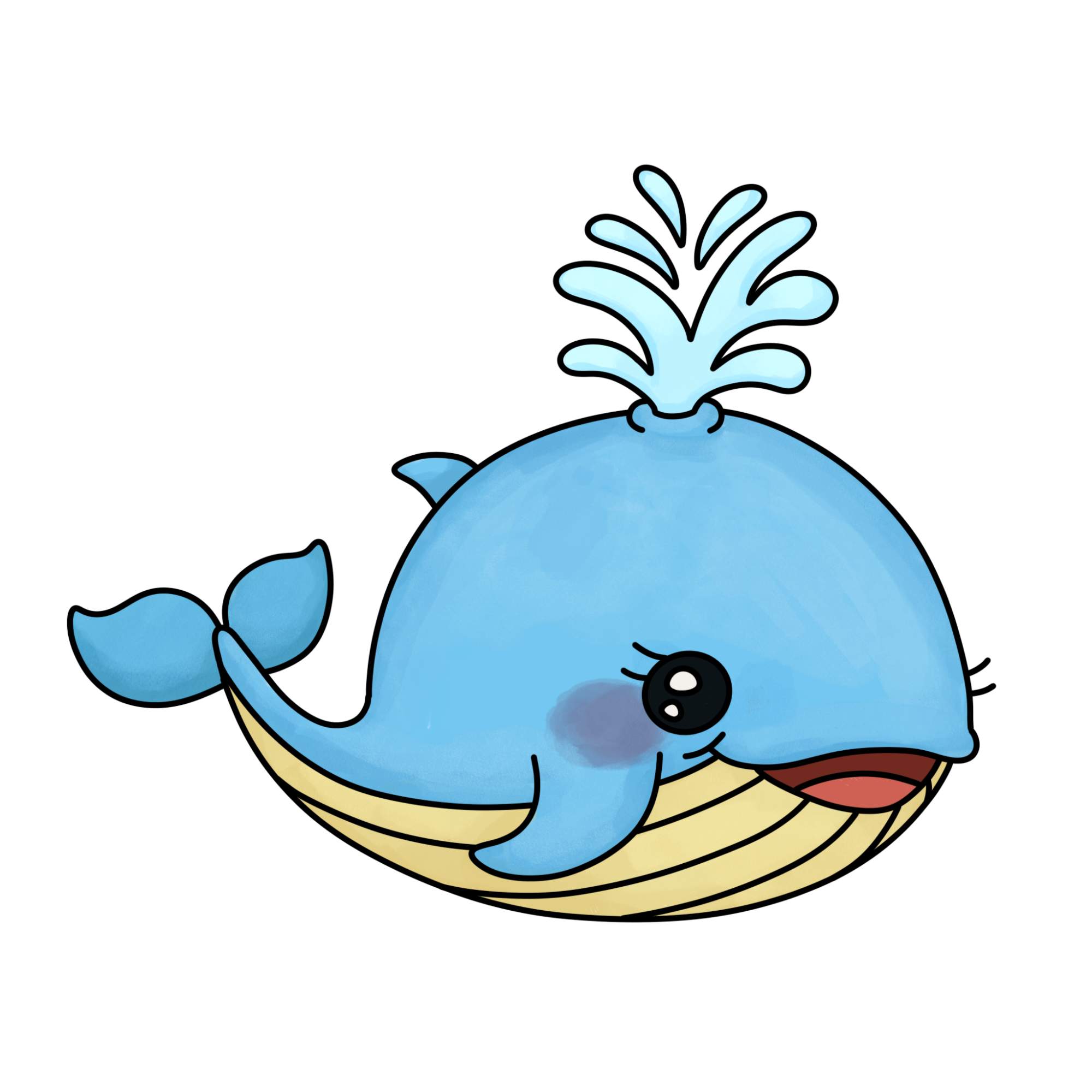 Cute Whale Drawing - Step-15