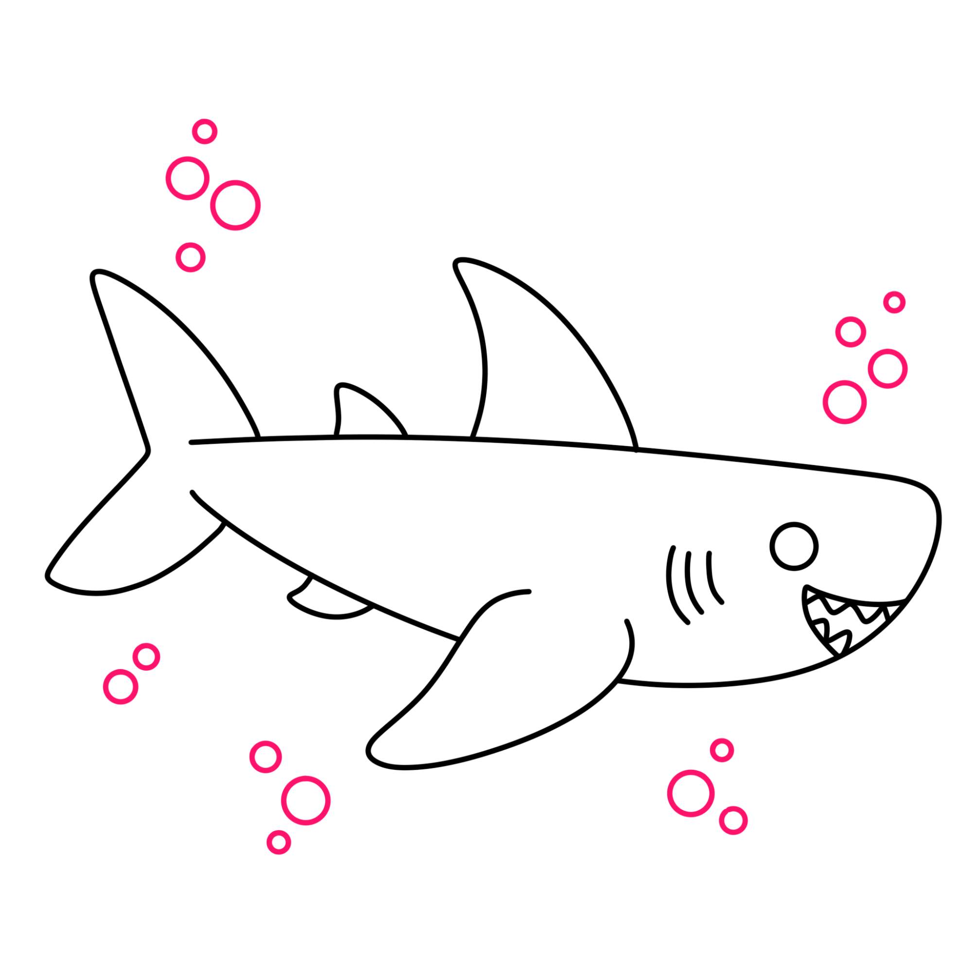 Easy Shark Drawing - Step-11