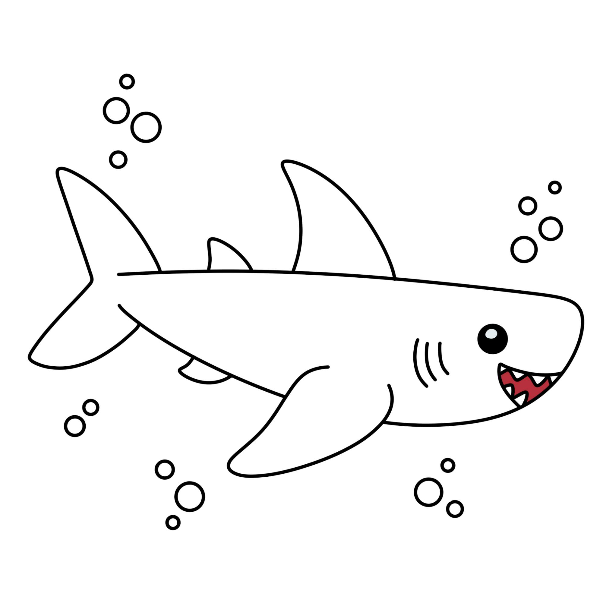 Easy Shark Drawing - Step-13